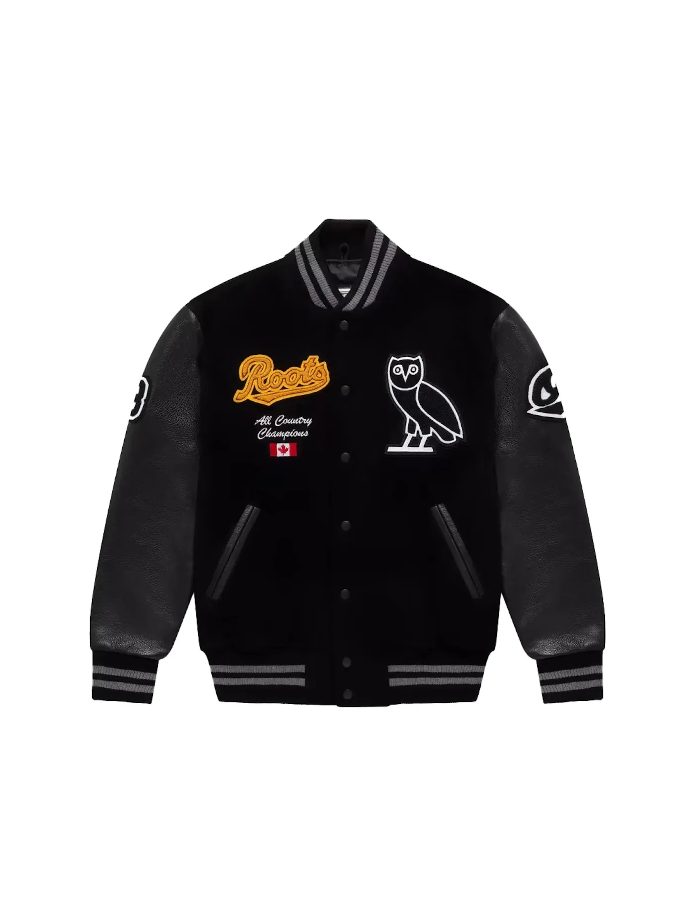 Мужская куртка-бомбер OVO Roots Varsity Jacket — изображение 1 из 2, черный