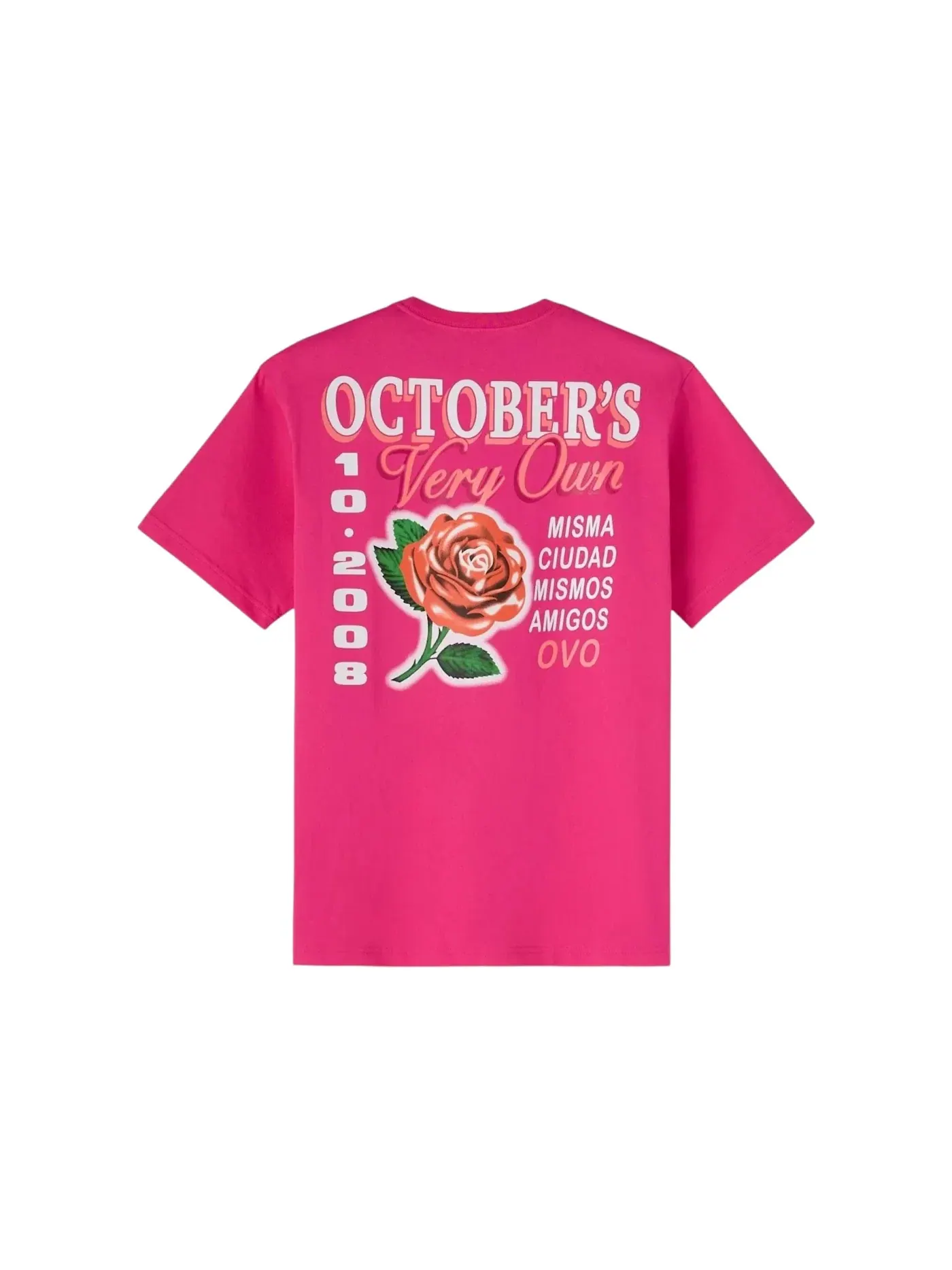 Мужская футболка с принтом OVO Rose Drop T-shirt (FW25) — изображение 2 из 2, розовый