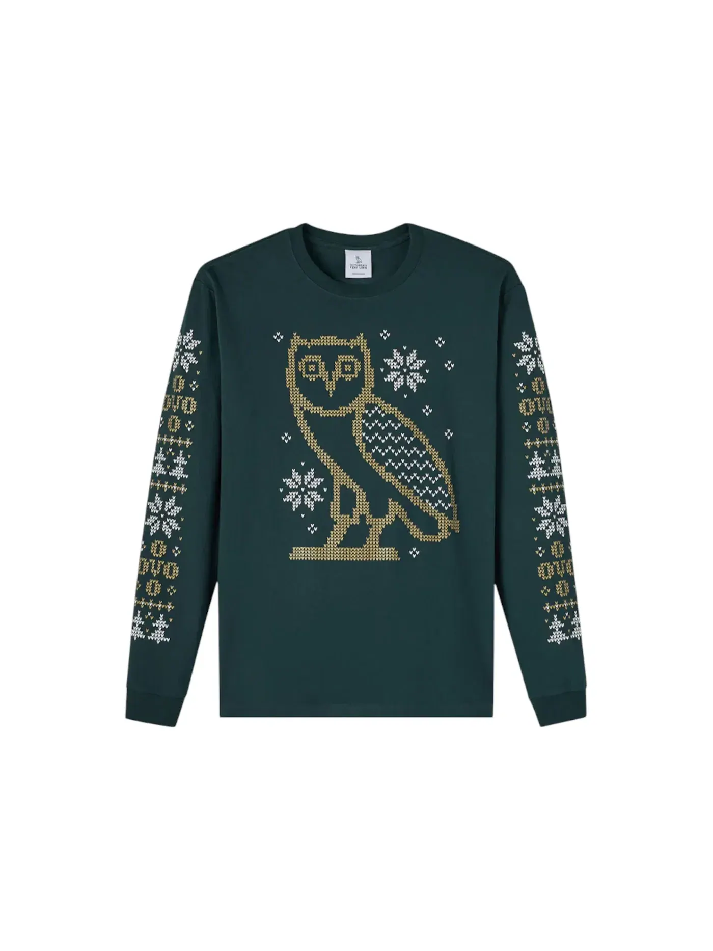 Мужская футболка с длинным рукавом с принтом Snowflake Owl T-shirt OVO — изображение 1 из 2, зеленый