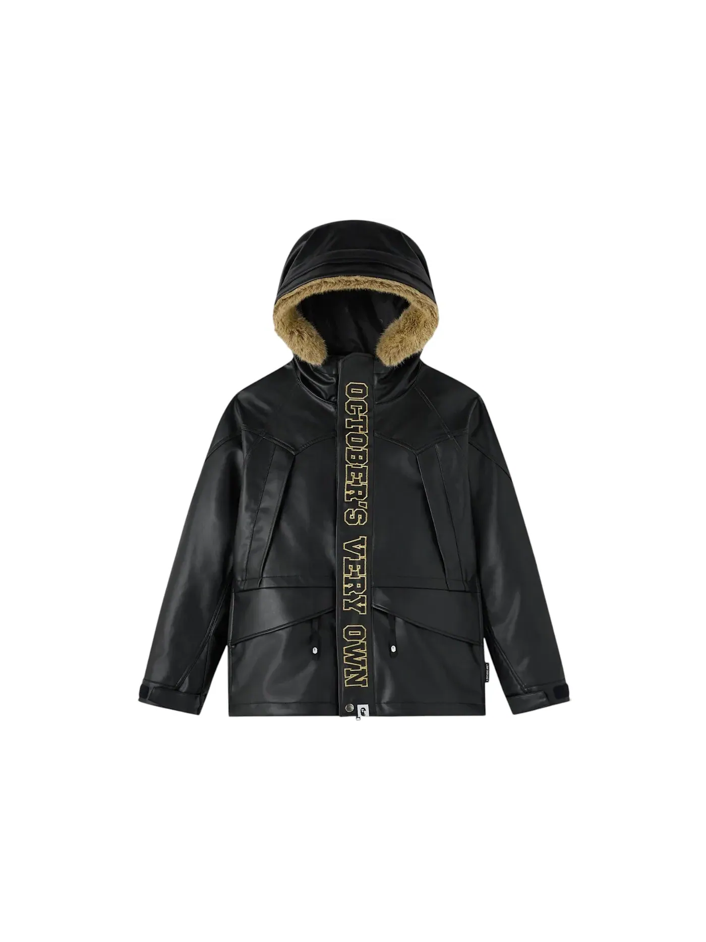 Мужская куртка с принтом OVO x BAPE Faux Leather Snowboard Jacket — изображение 1 из 2, черный