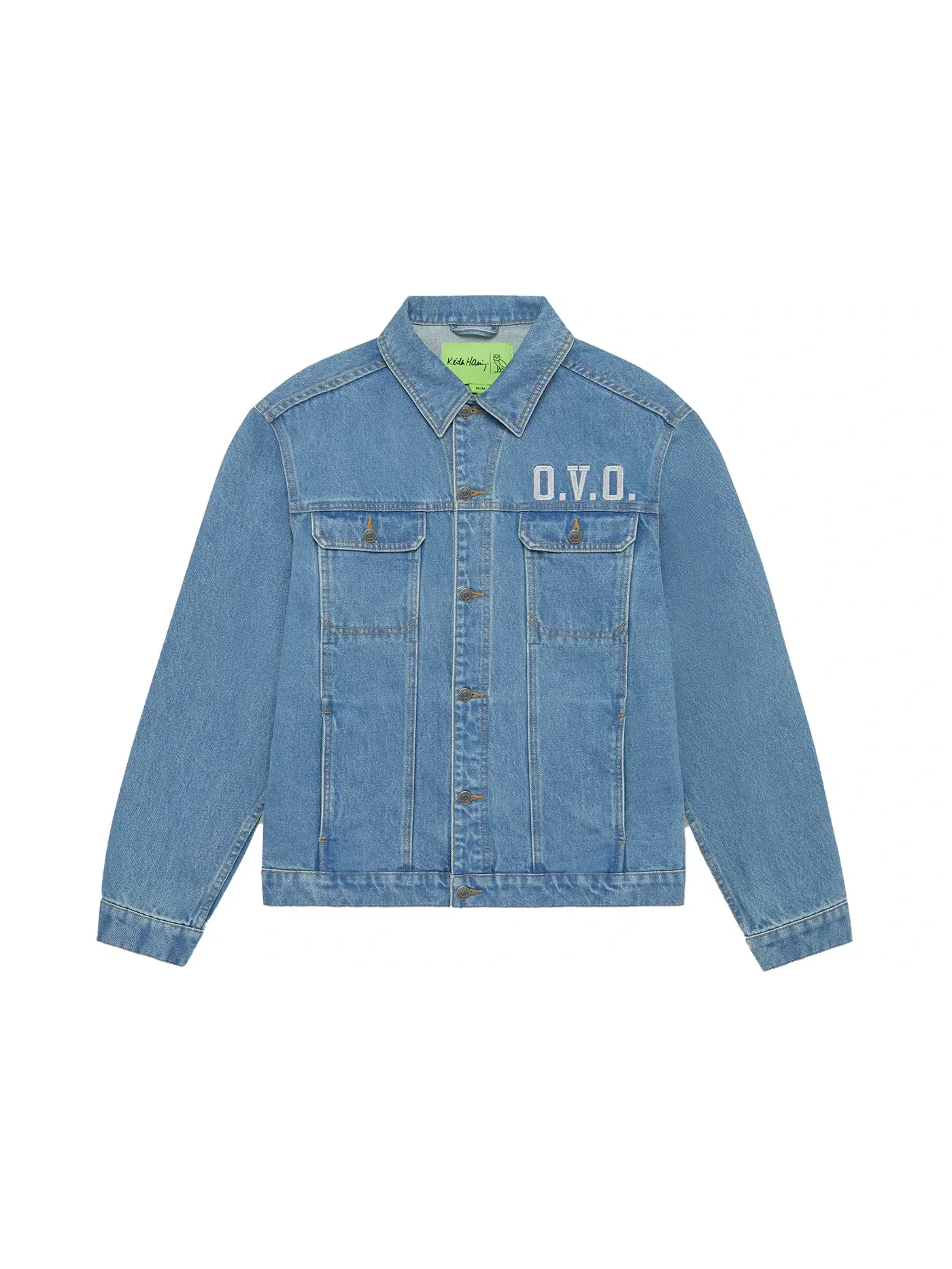 Мужская джинсовая куртка с принтом OVO x Keith Haring Denim Trucker Jacket — изображение 1 из 2, индиго