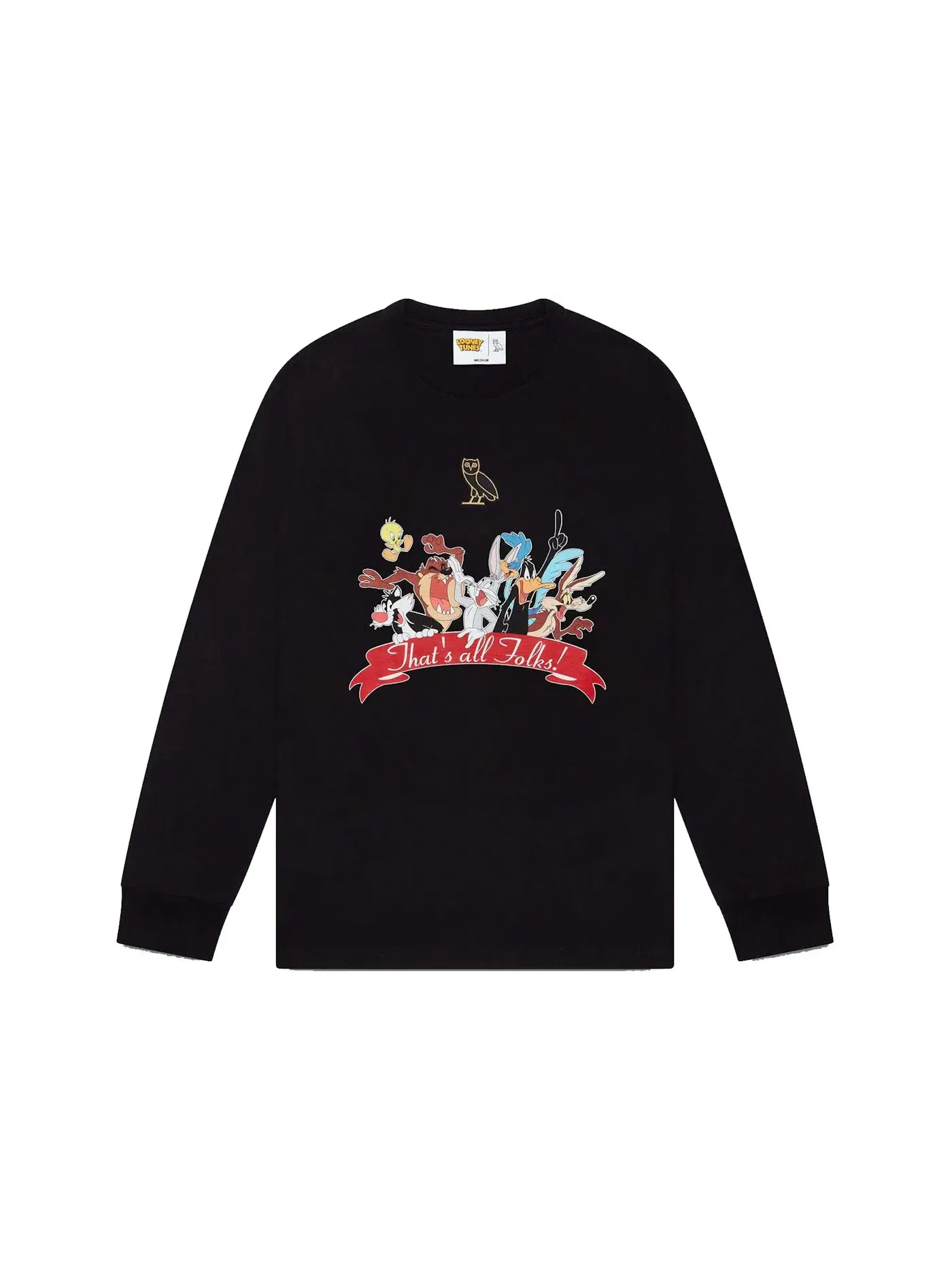 Мужская футболка с длинным рукавом с принтом OVO x Looney Tunes OVO — изображение 1 из 1, черный