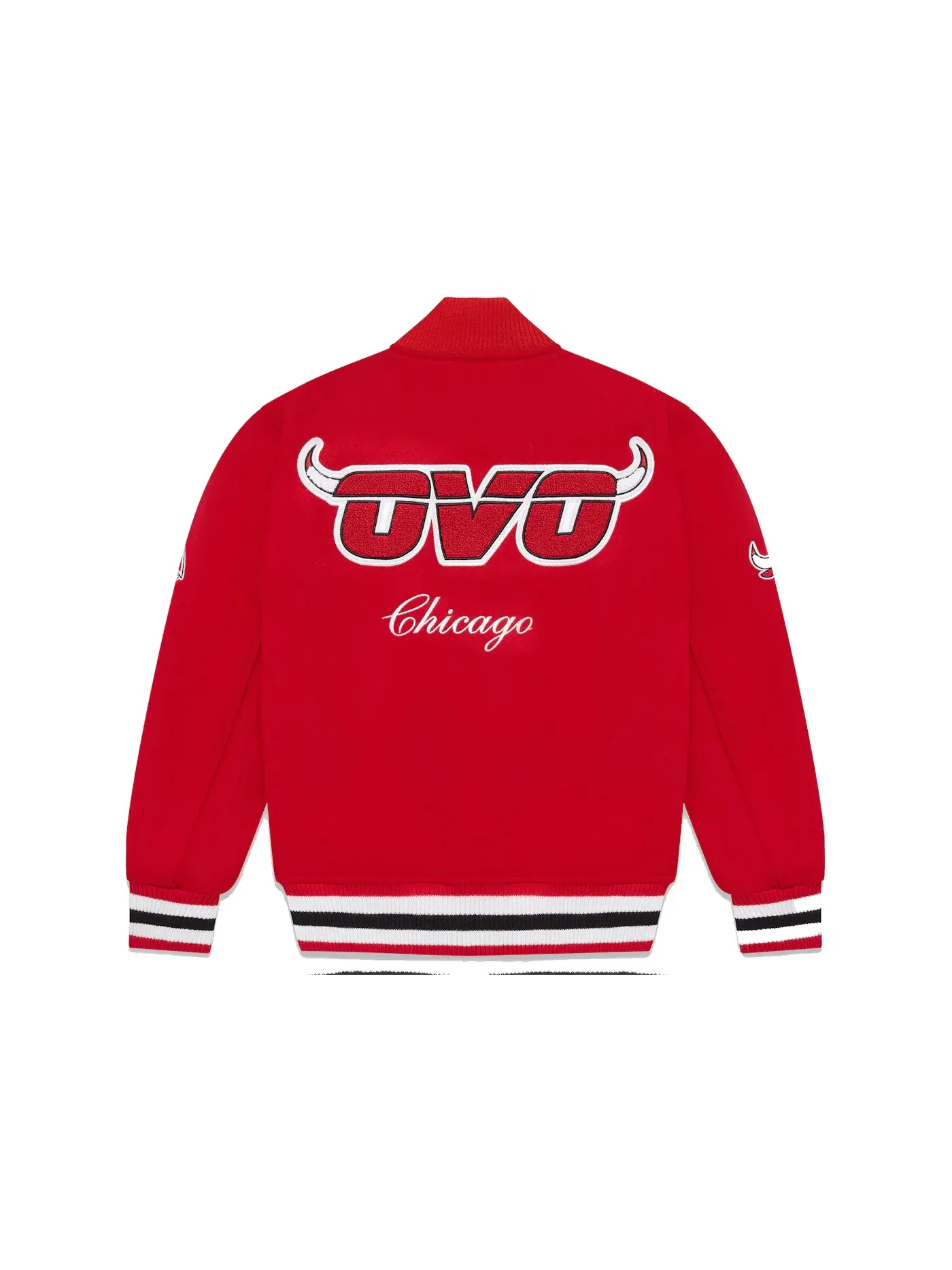 Мужская бомбер с принтом OVO x NBA Bulls Varsity Jacket OVO — изображение 2 из 2, красный