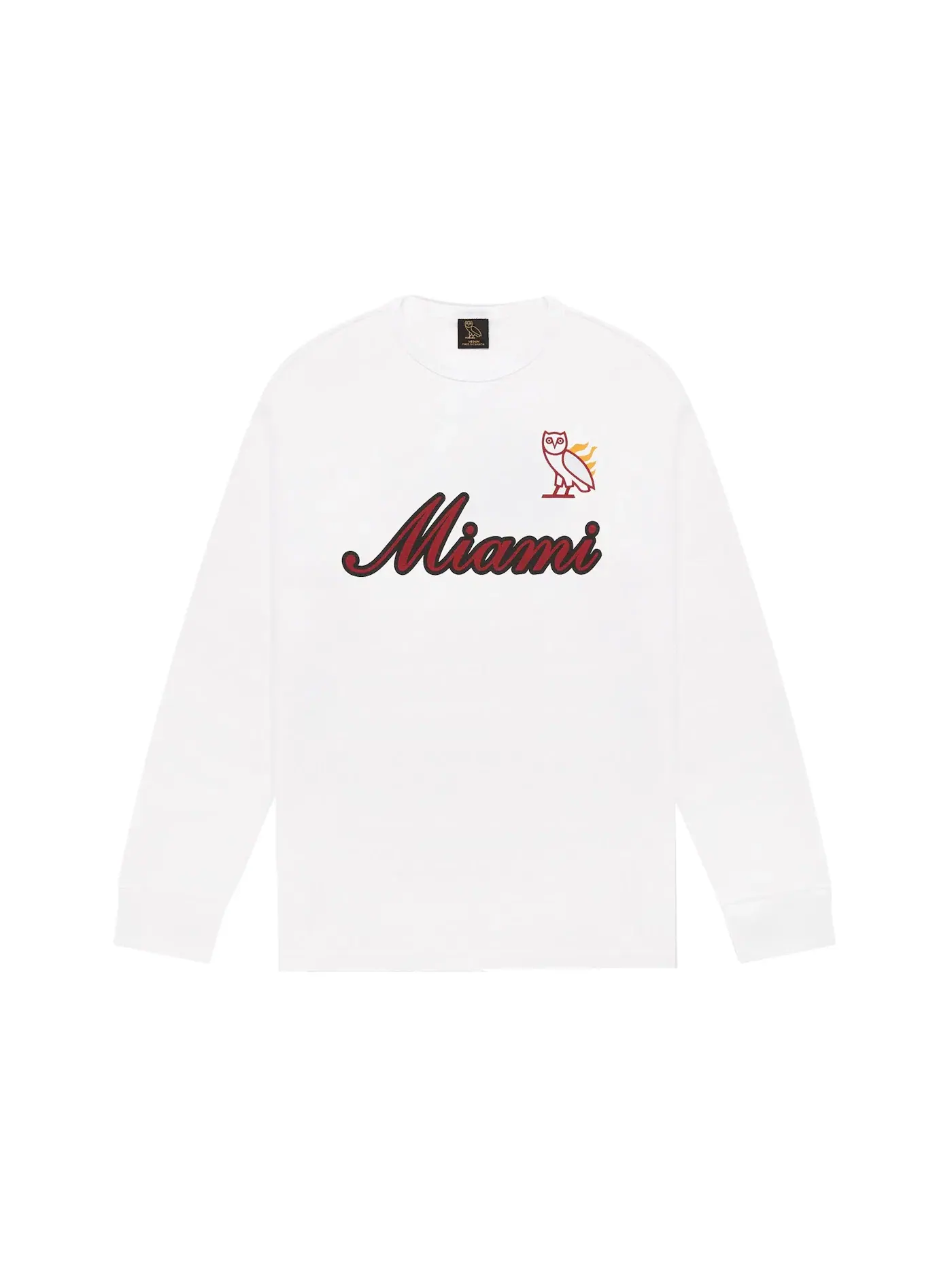 Мужская футболка с длинным рукавом OVO x NBA Heat L/S T-shirt OVO — изображение 1 из 2, белый