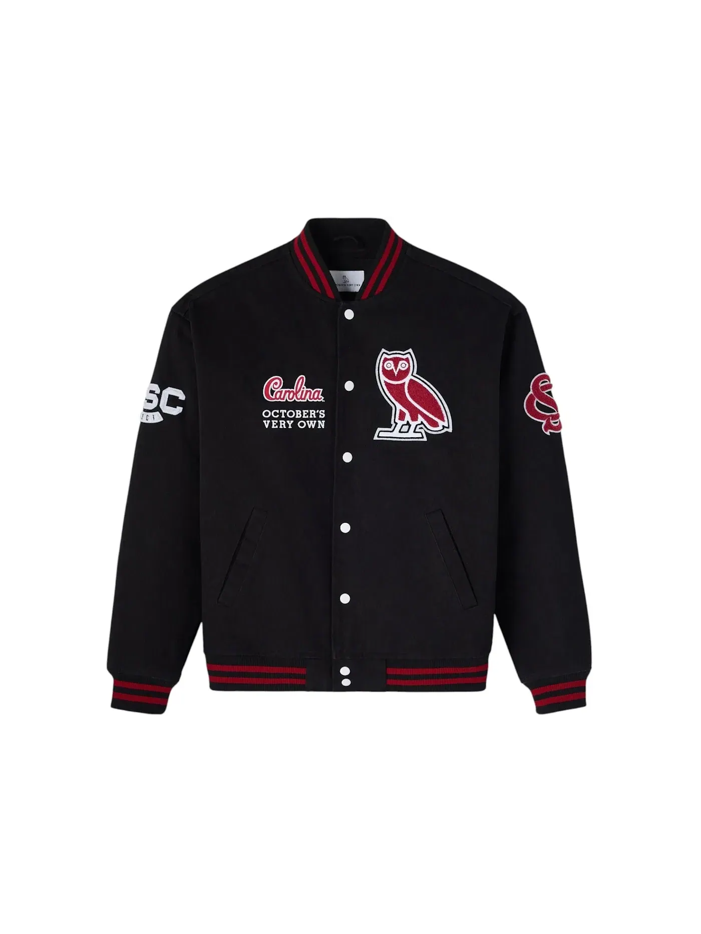 Мужская куртка-бомбер OVO x NCAA South Carolina Gamecocks Varsity Jacket — изображение 1 из 2, черный