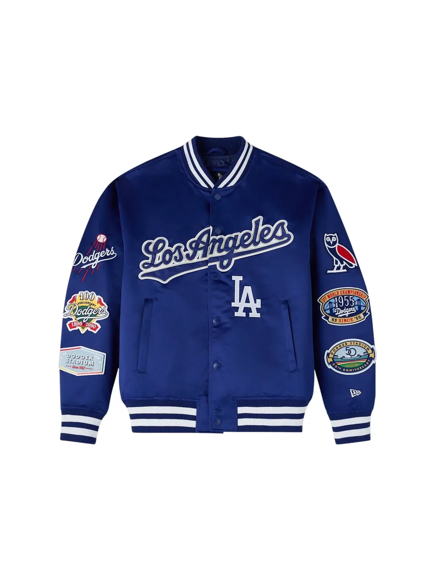 Мужская куртка-бомбер OVO x New Era MLB Los Angeles Dodgers — изображение 1 из 2, синий