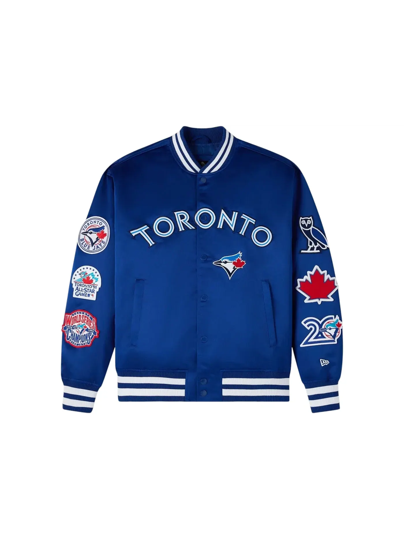 Мужская куртка-бомбер с принтом OVO x New Era MLB Toronto Blue Jays Jacket OVO — изображение 1 из 2, синий