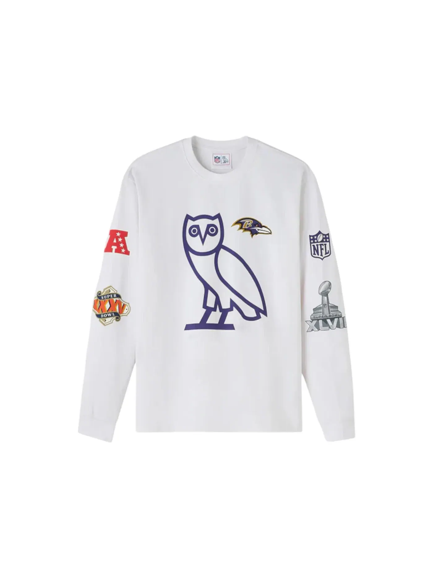 Мужская футболка с длинным рукавом OVO x NFL Baltimore Ravens Tee — изображение 1 из 2, белый