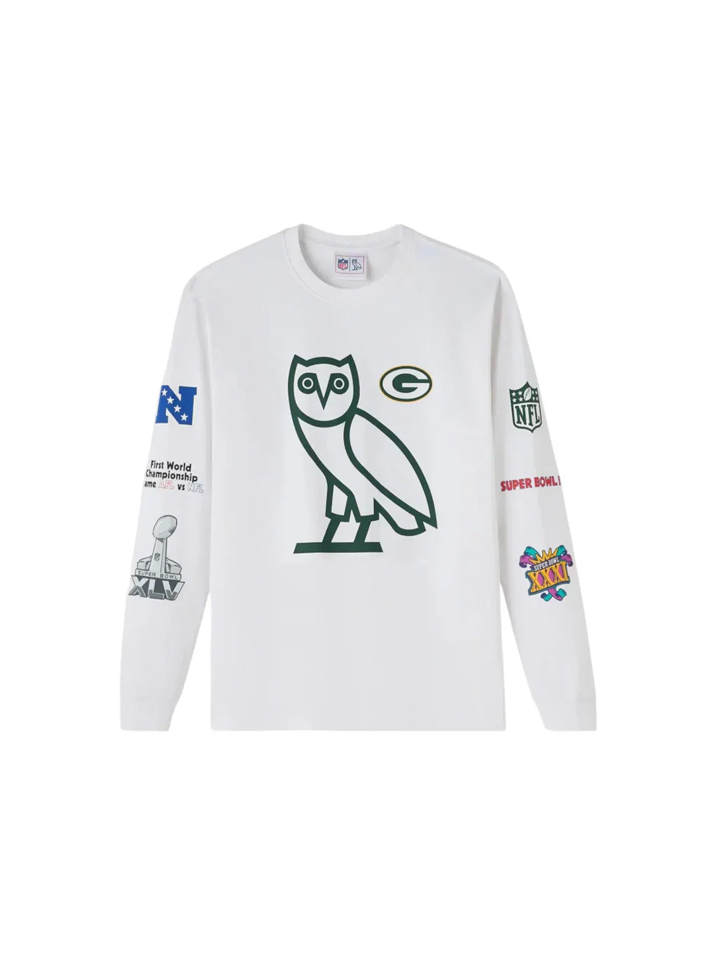 Мужская футболка с длинным рукавом с принтом OVO T-shirt OVO — изображение 1 из 2, белый