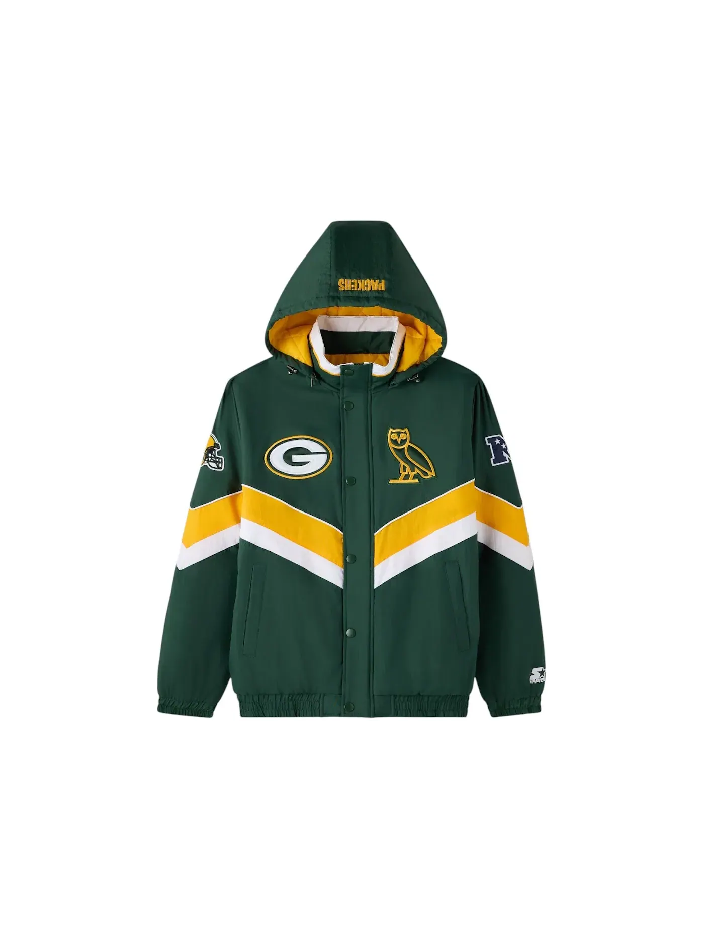 Мужская куртка-пуховик с принтом OVO x NFL Green Bay Packers Starter Sideline Puffer Jacket — изображение 1 из 1, зеленый
