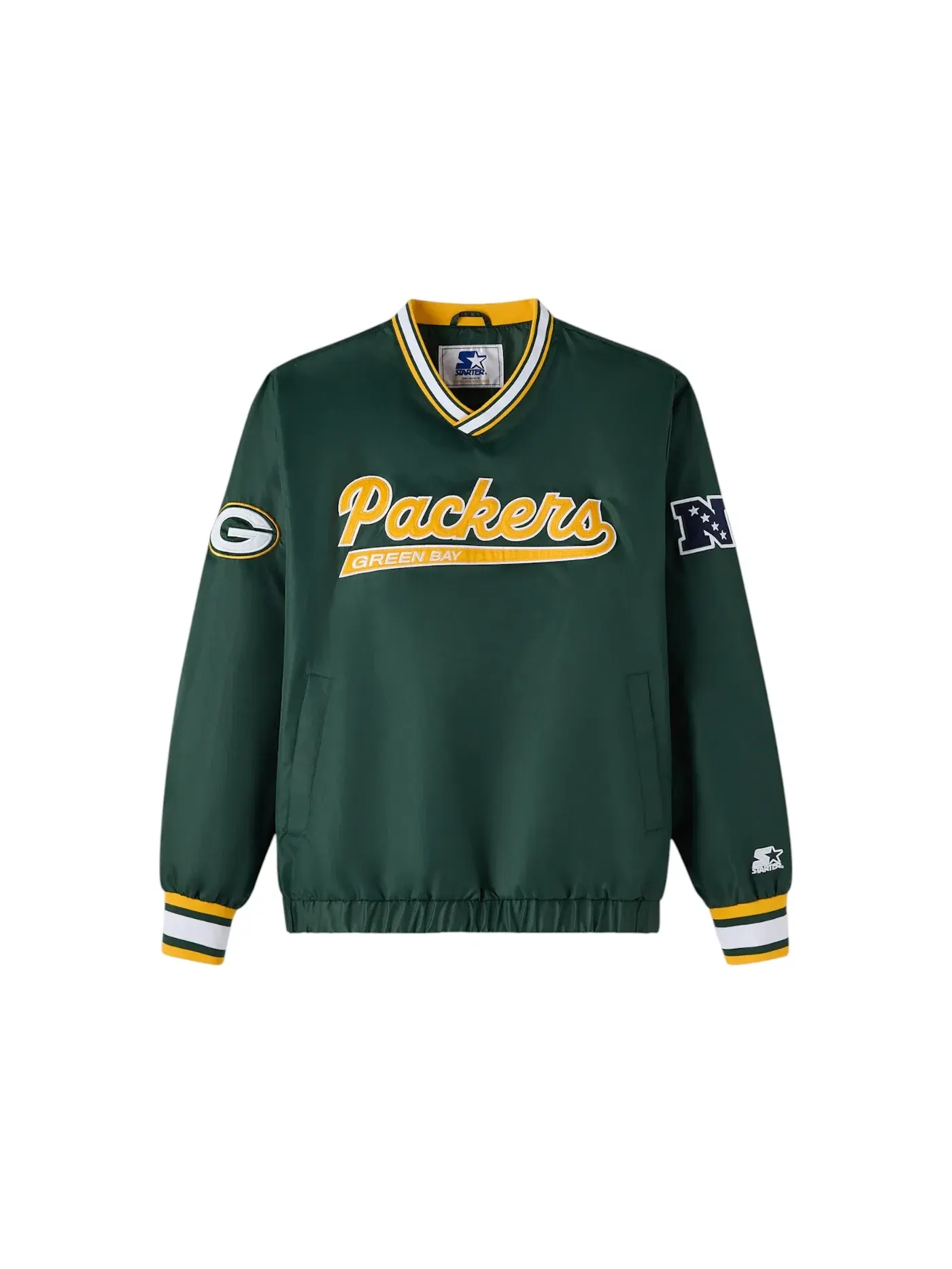 Мужская куртка-пуловер с принтом OVO x NFL Green Bay Packers Starter Trainer Pullover Jacket — изображение 1 из 2, зеленый