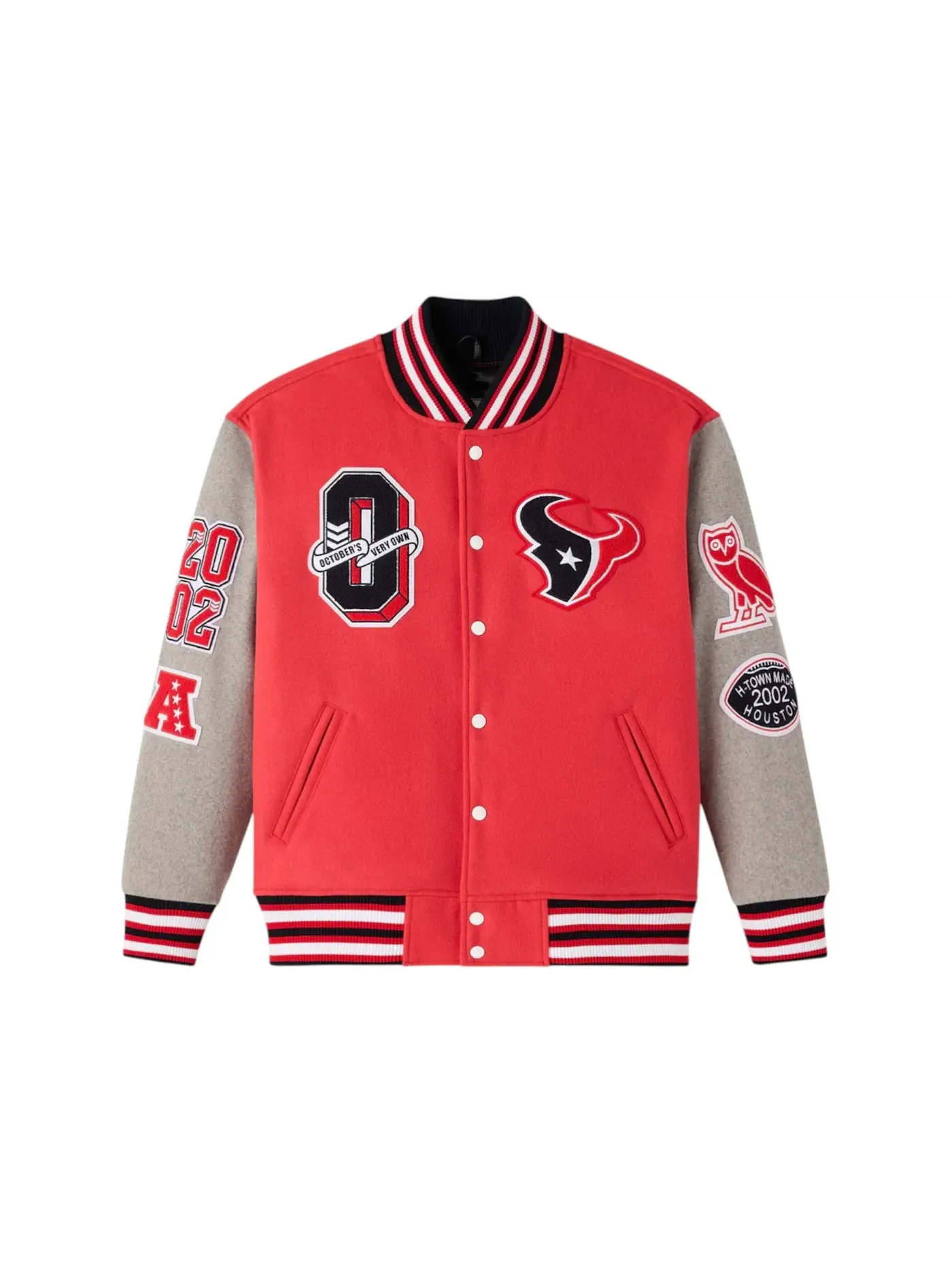 Мужская куртка-бомбер OVO x NFL Houston Texans Varsity Jacket — изображение 1 из 2, красный