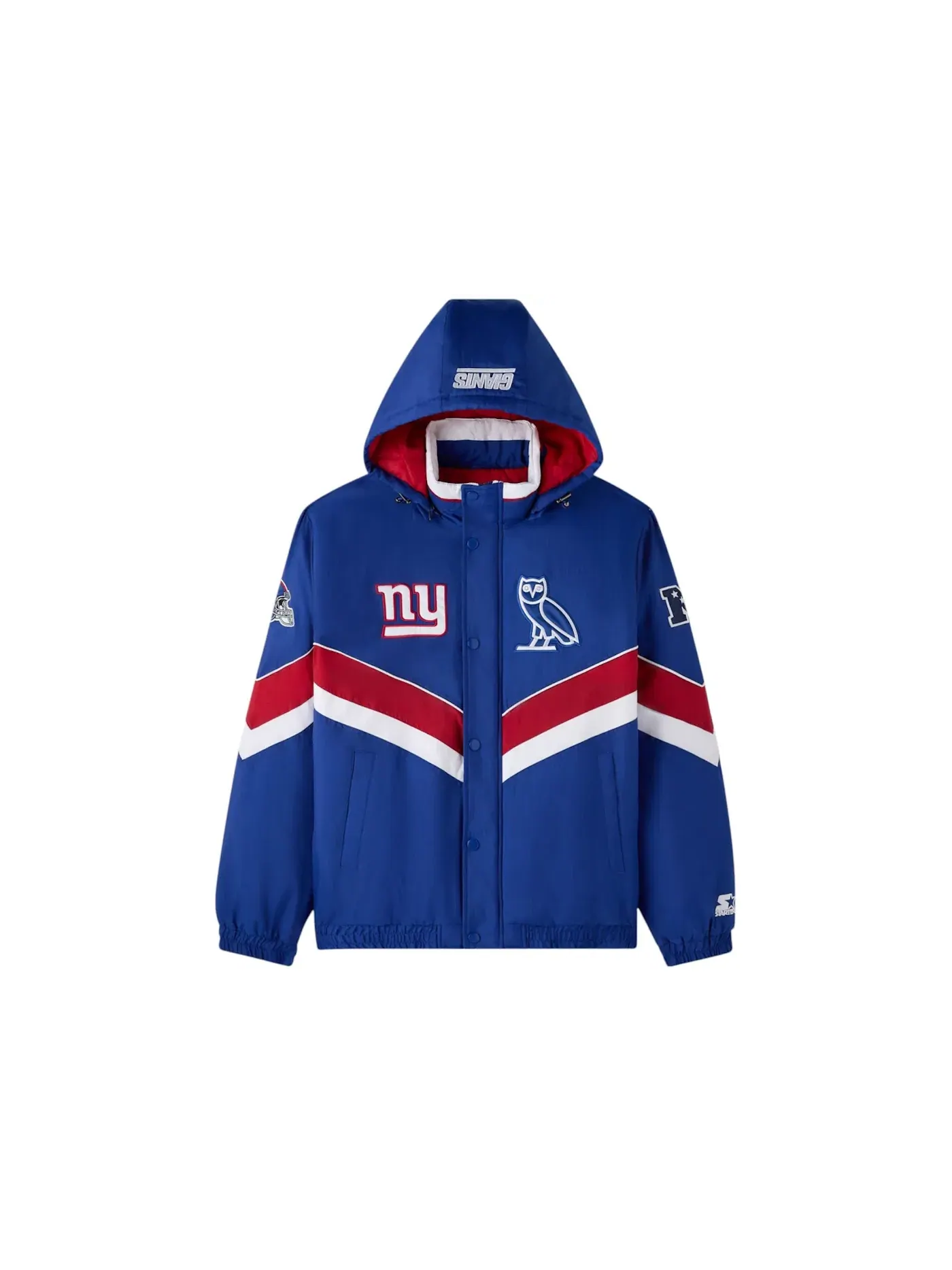 Мужская куртка-пуховик с принтом OVO NFL New York Giants Sideline Starter Puffer Jacket — изображение 1 из 2, синий