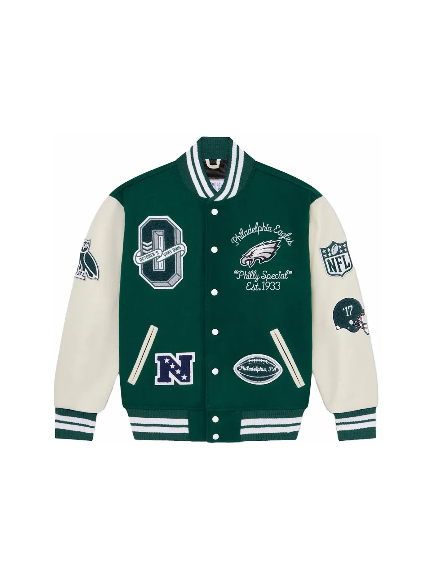 Мужская бомбер-куртка Varsity Jacket OVO — изображение 1 из 2, зеленый
