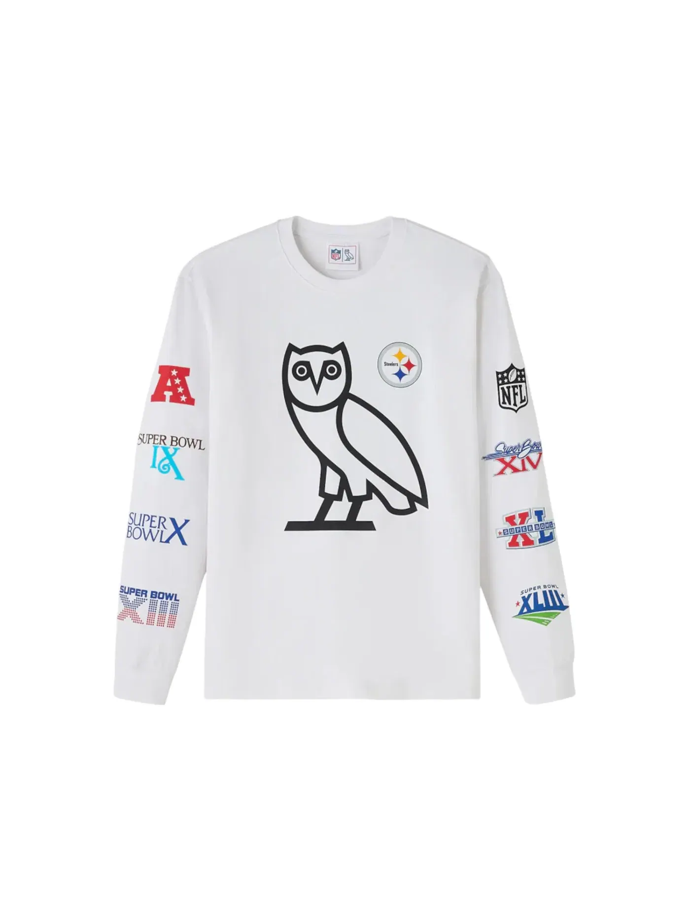 Мужская футболка с длинным рукавом OVO x NFL Pittsburgh Steelers T-shirt — изображение 1 из 2, белый