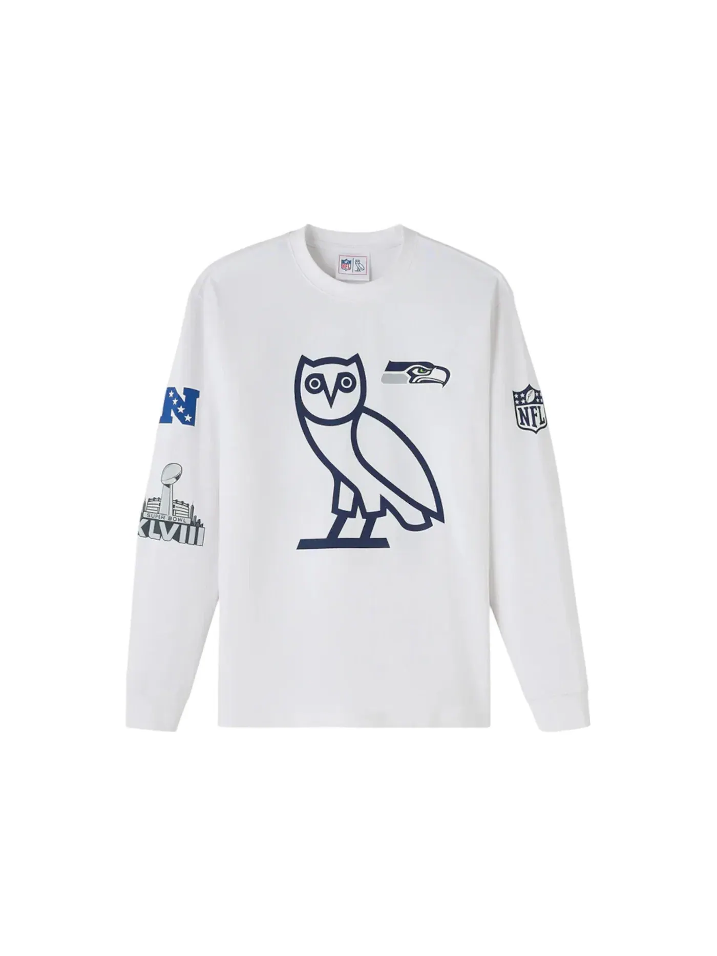 Мужская футболка с длинным рукавом OVO x NFL Seattle Seahawks OVO — изображение 1 из 2, белый