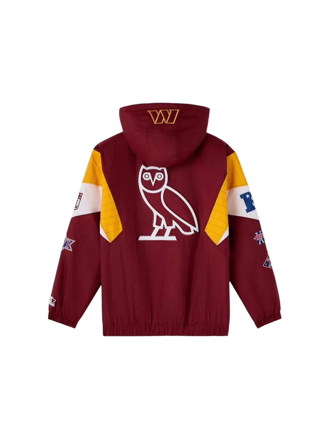 Мужская куртка-пуловер на молнии с принтом OVO NFL Starter Washington Commanders Half Zip Pullover Jacket, бордовый