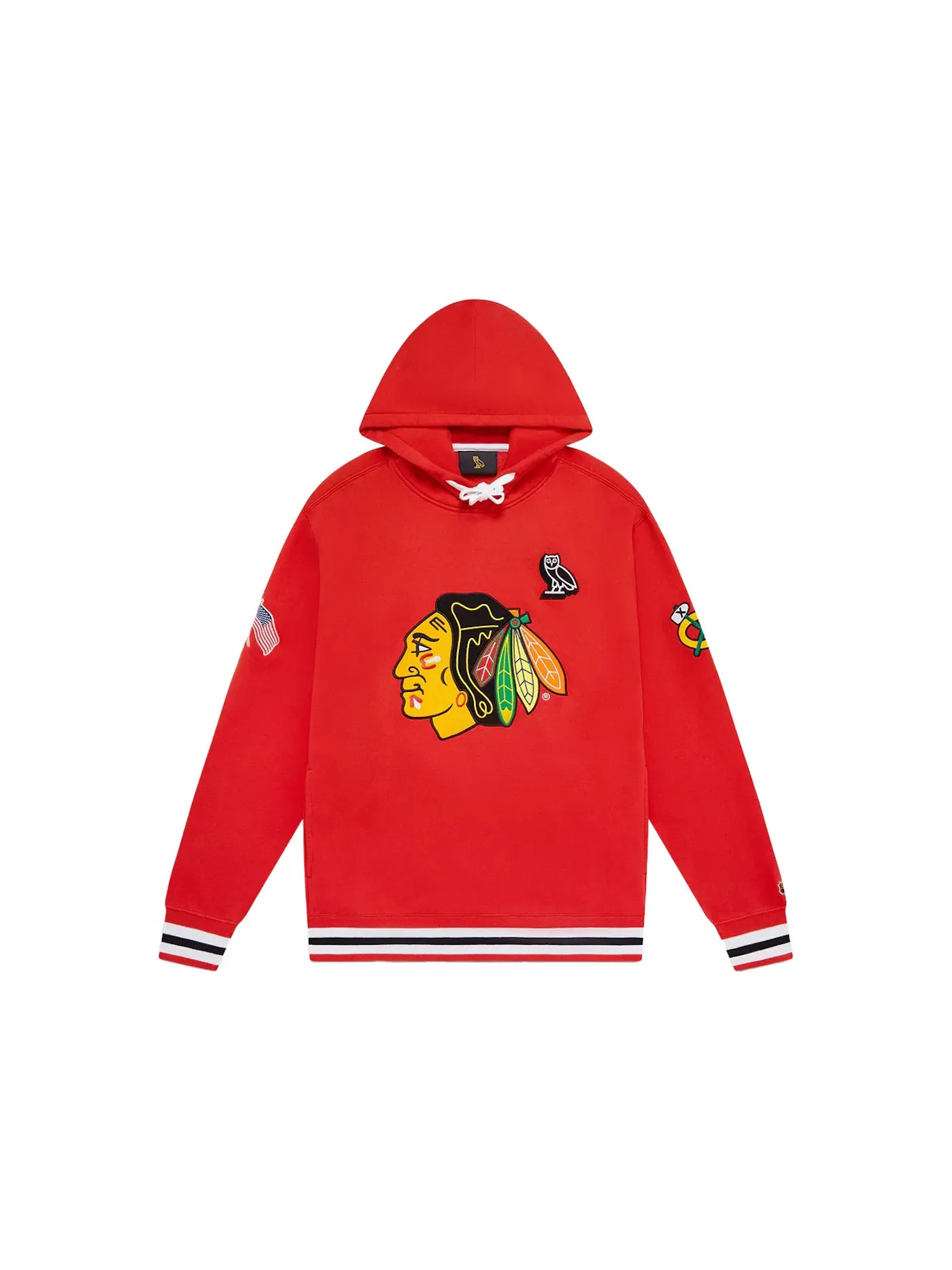 Мужская худи с принтом OVO NHL Blackhawks Hoodie — изображение 1 из 2, красный