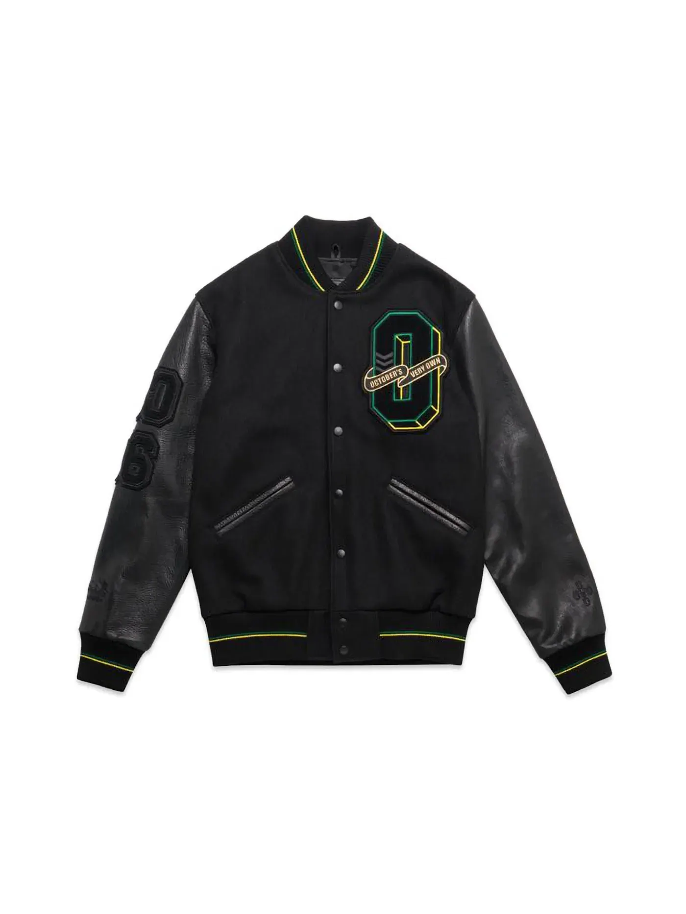 Мужская куртка-бомбер OVO x Roots October Jamaica Varsity Jacket — изображение 1 из 2, черный