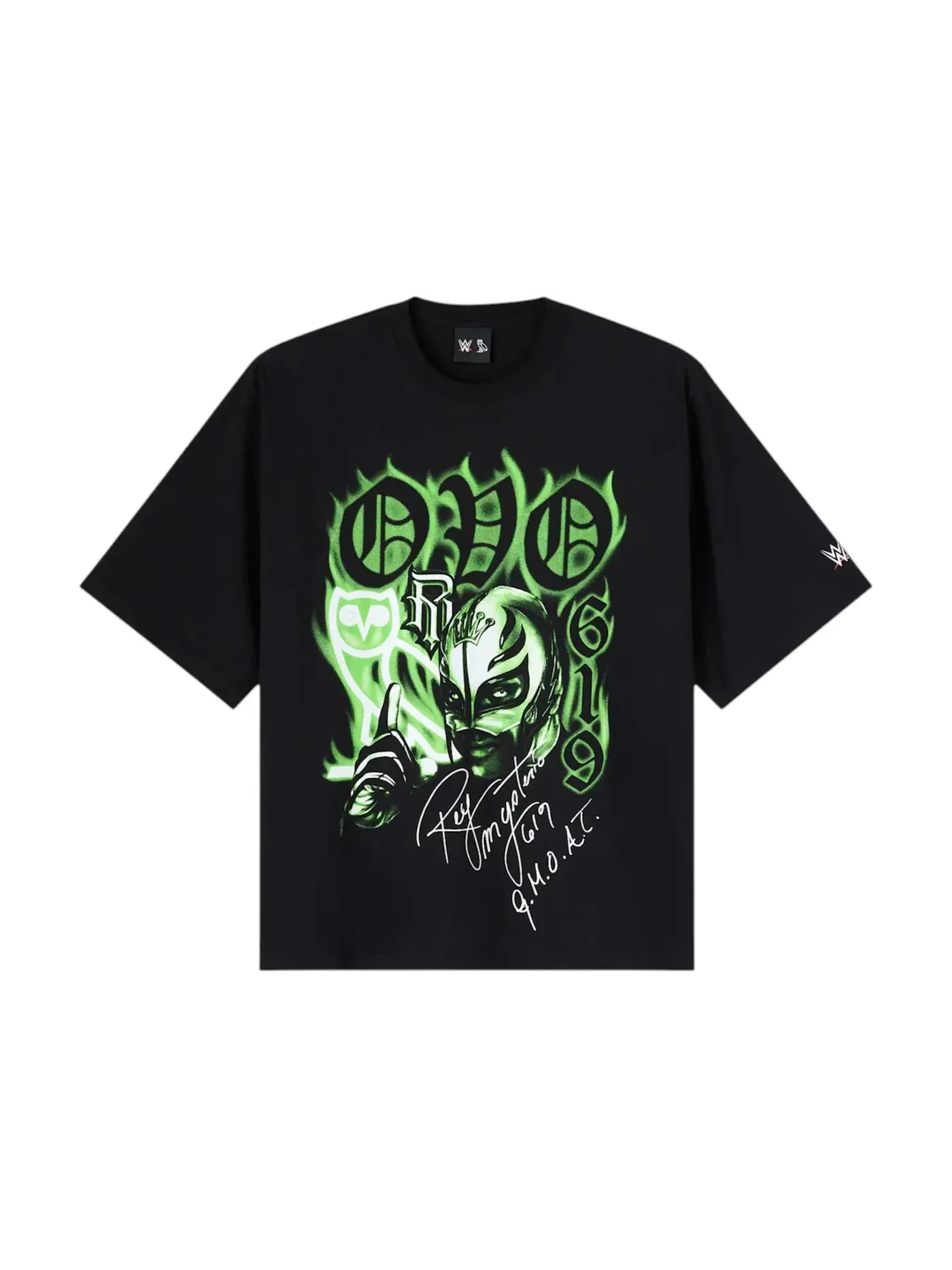 Мужская футболка с принтом OVO x WWE Rey Mysterio Tee OVO — изображение 1 из 2, черный