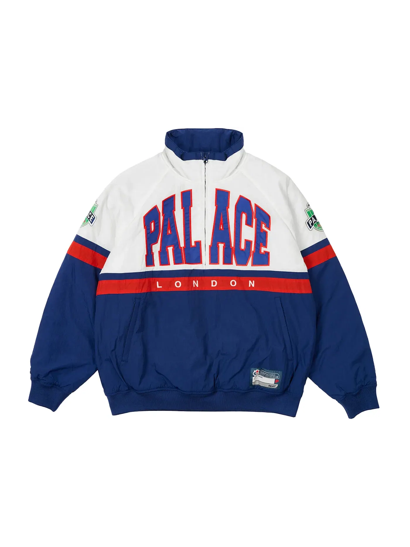 Мужская куртка-бомбер с принтом Palace Breakout Half Zip Bomber — изображение 1 из 3, белый/темно-синий