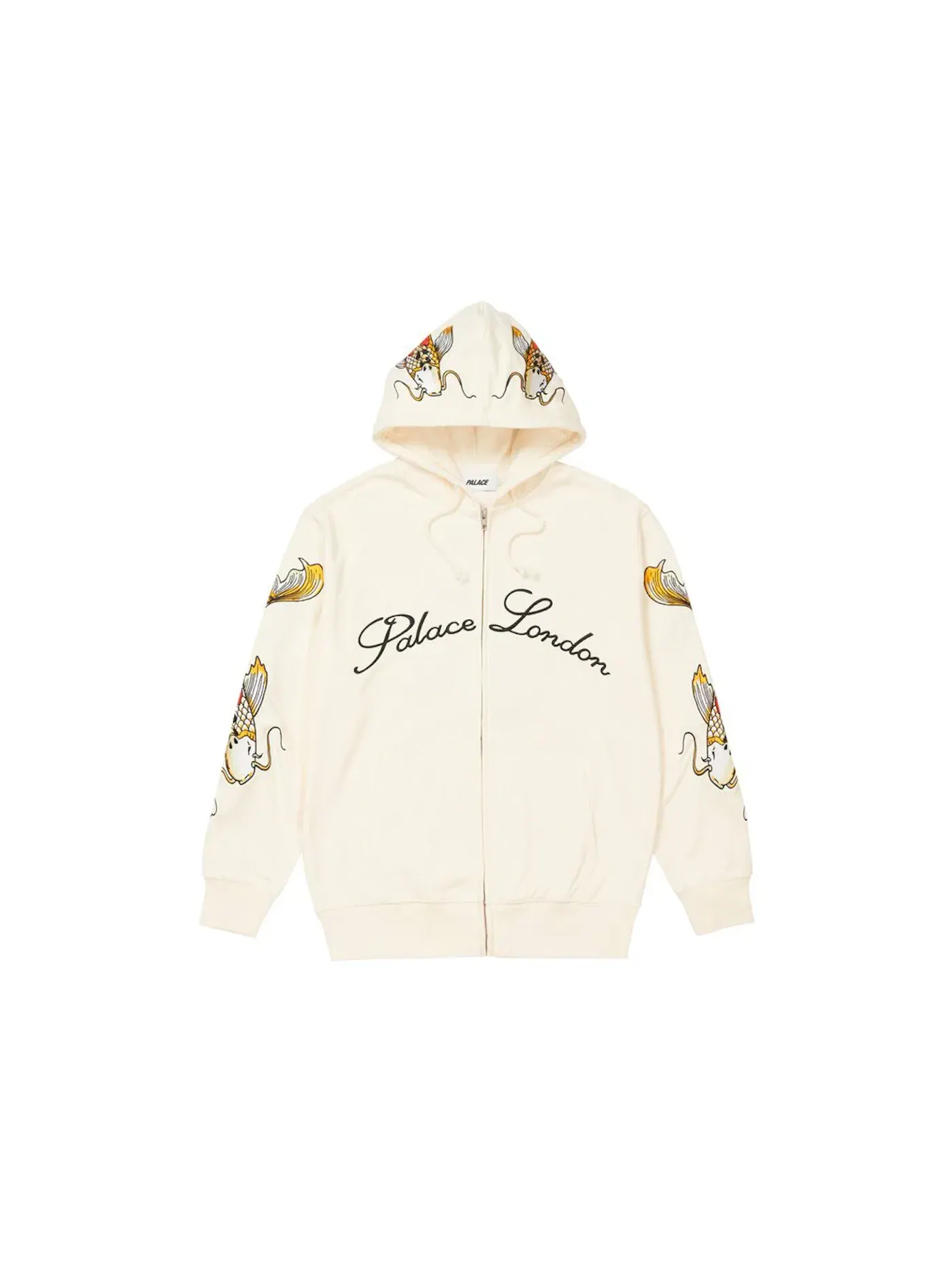 Мужская куртка с принтом Palace Carp Zip Hood Bone White — изображение 2 из 2, белый