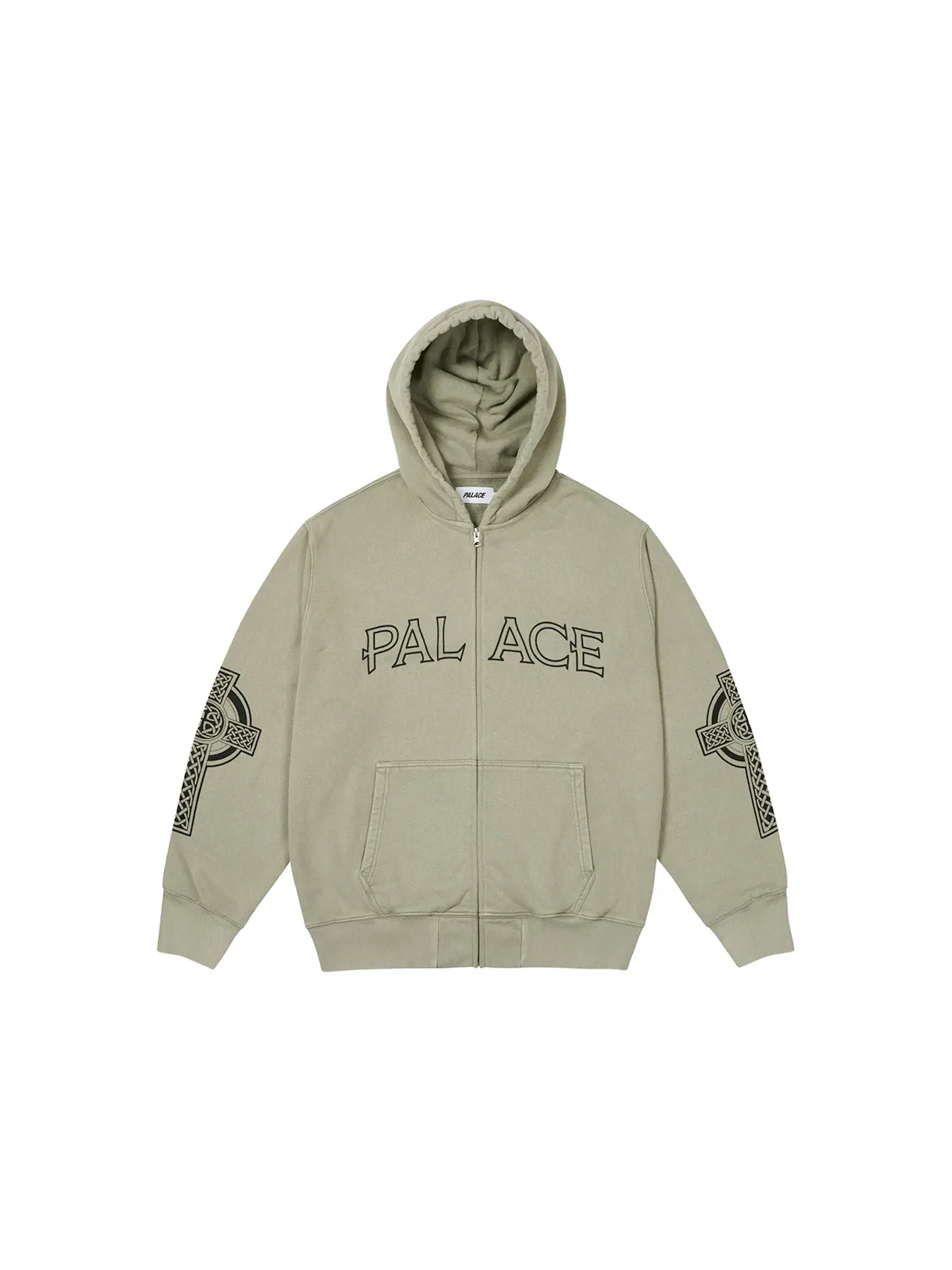 Мужская худи с принтом Palace Celtic Zip Hood Sage — изображение 1 из 2