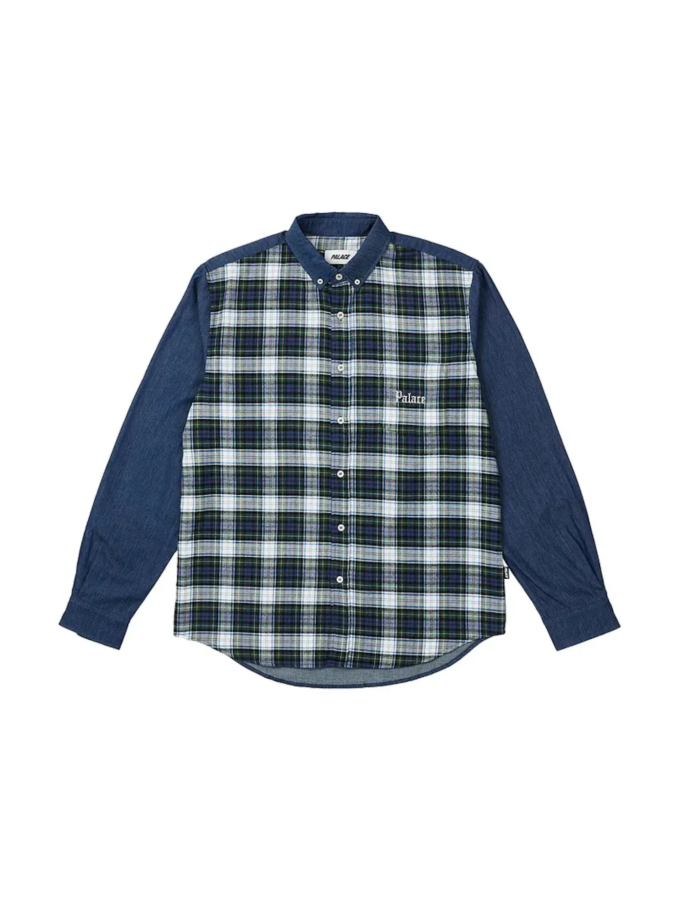 Мужская рубашка из шамбре с клетчатой вставкой Shirt Palace — изображение 1 из 2, синий