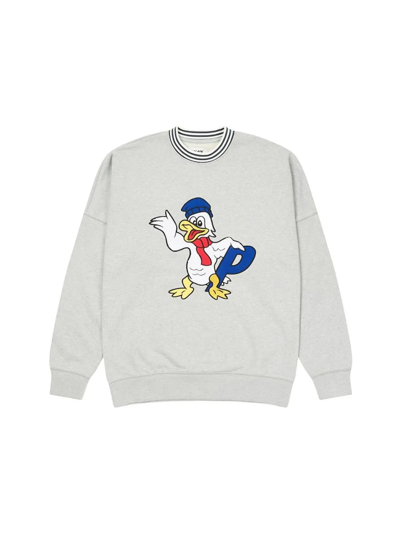 Мужской свитшот с принтом Palace Chilly Duck Out Drop Shoulder Crew — изображение 1 из 2, серый