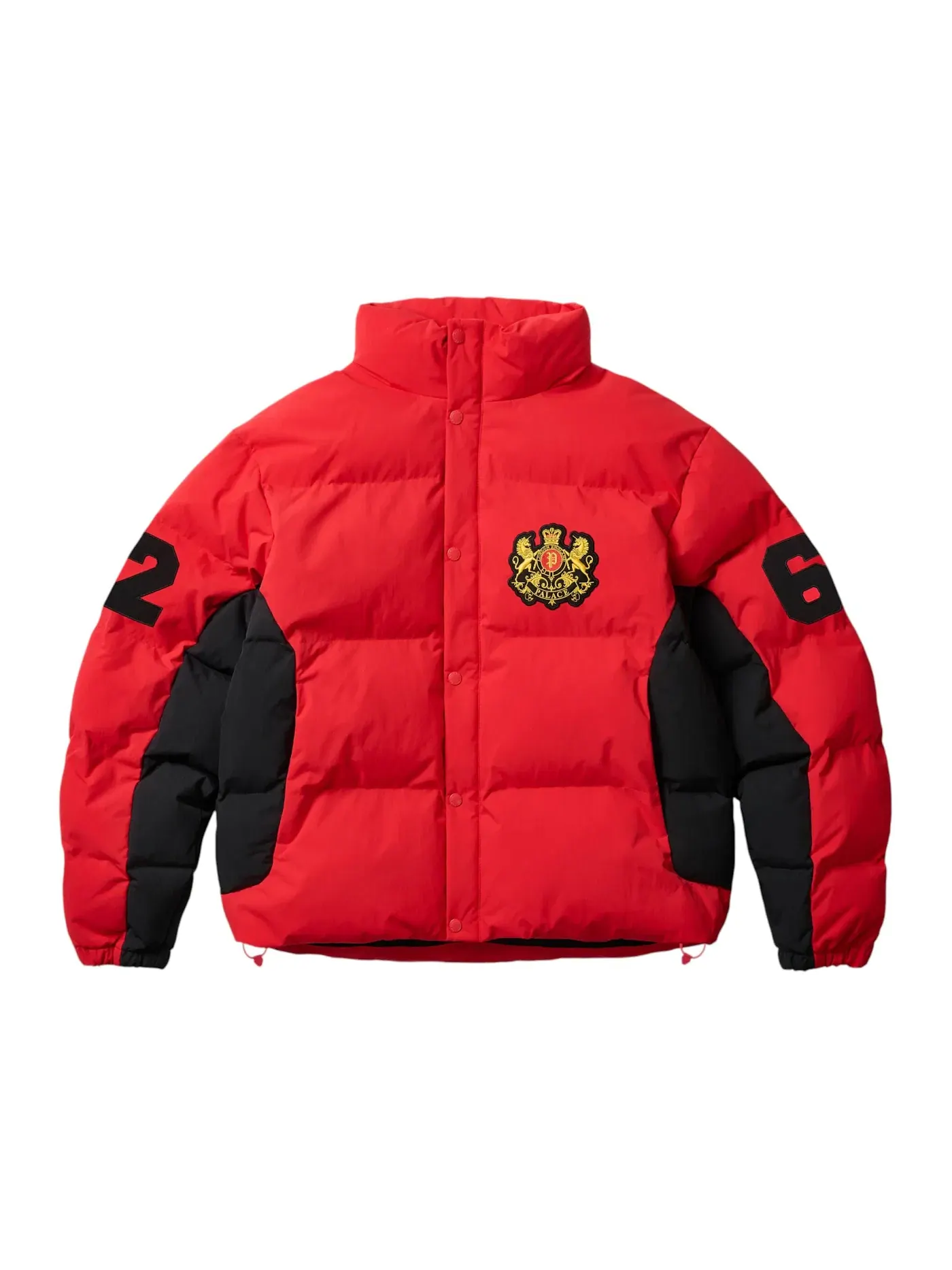 Мужская куртка-пуховик с принтом Palace Established Puffer Jacket — изображение 1 из 2, красный