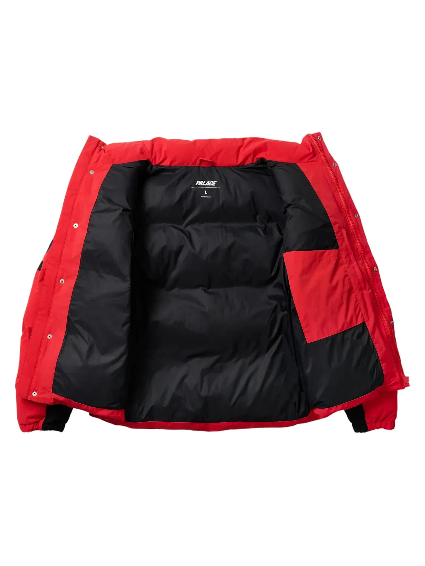 Мужская куртка-пуховик с принтом Palace Established Puffer Jacket — изображение 2 из 2, красный