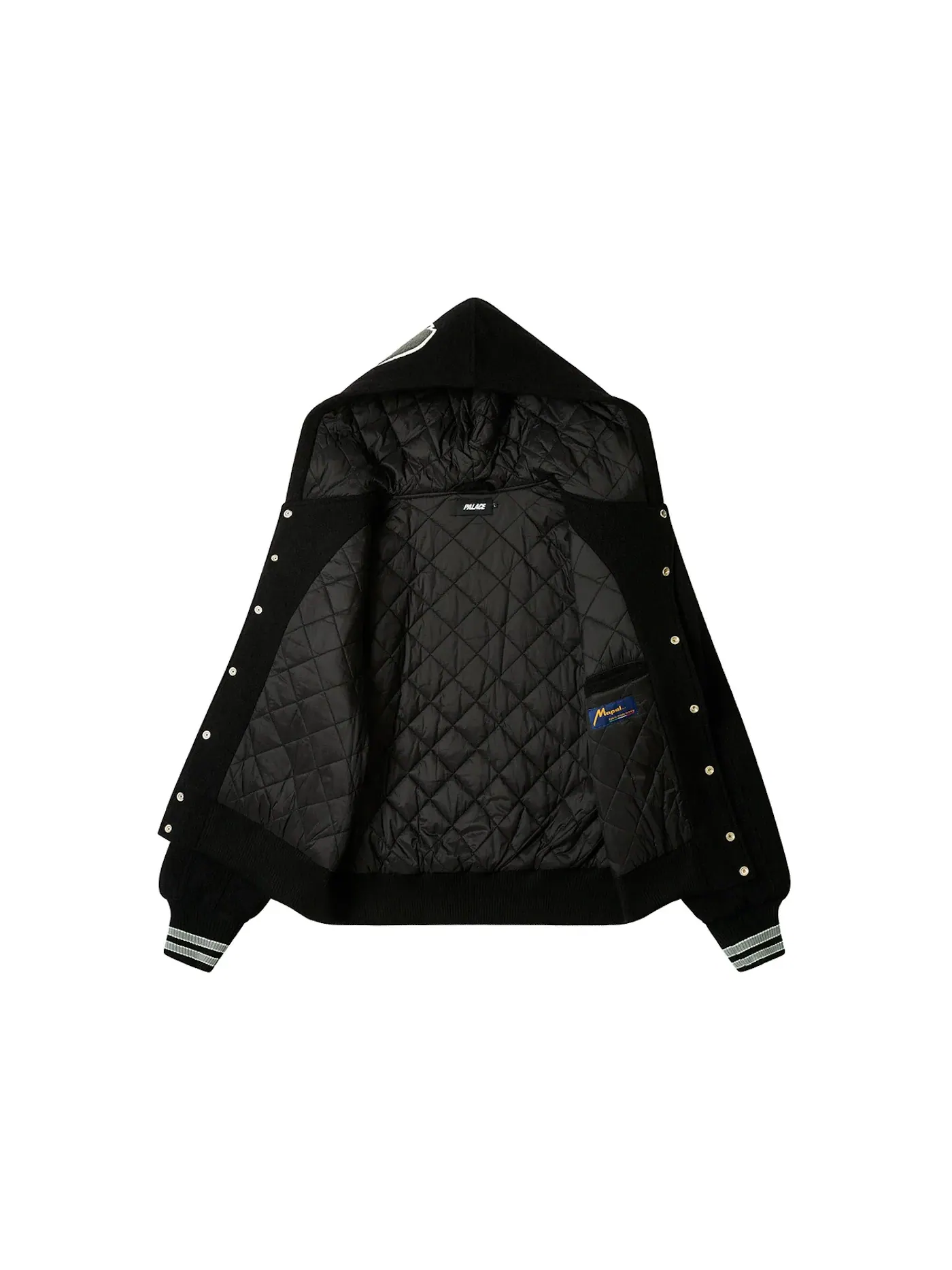 Мужская куртка-бомбер с капюшоном Palace Hooded Varsity Jacket — изображение 2 из 3, черный