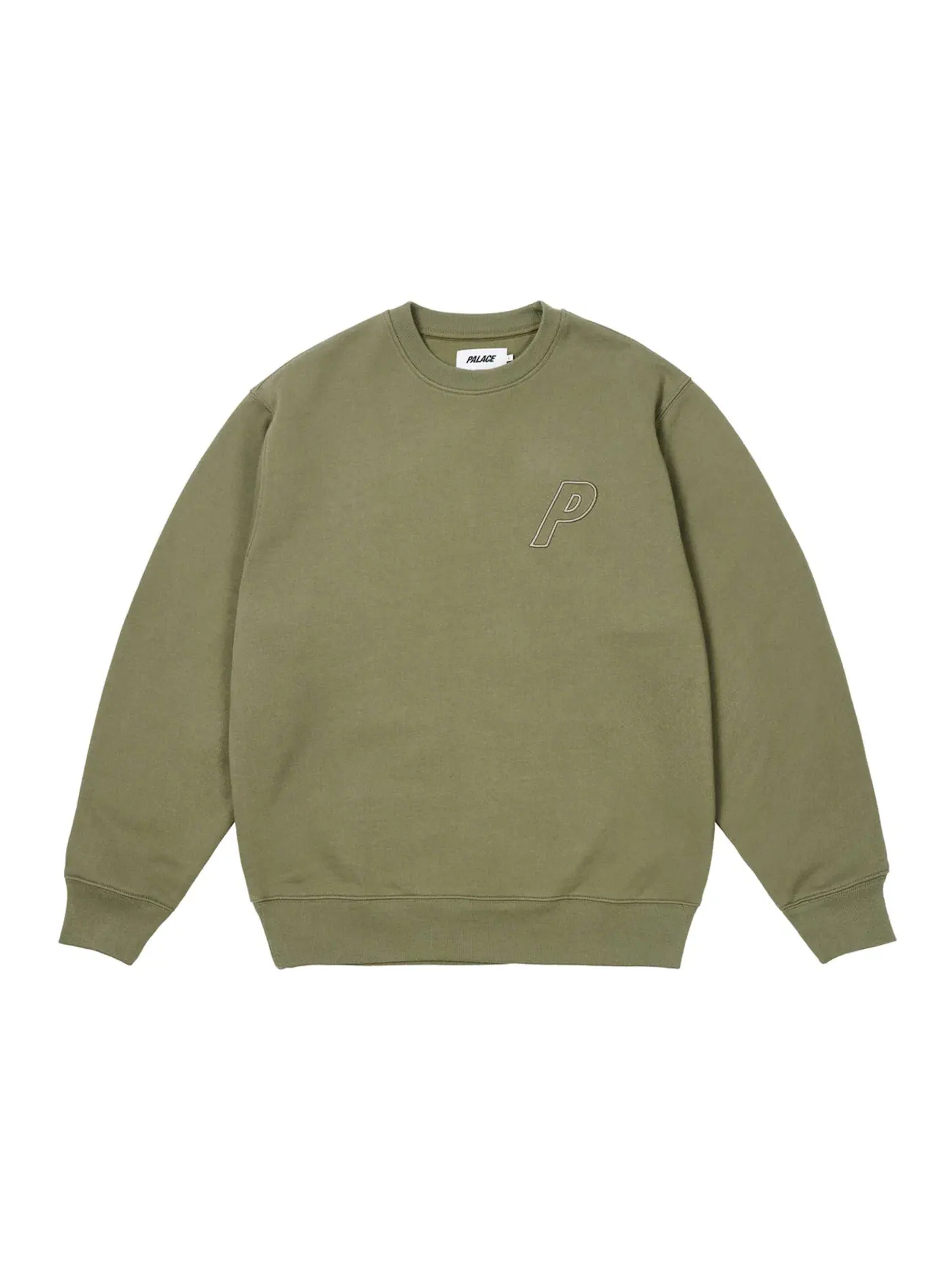 Мужское худи Palace Outline P-3 Crew Olive — изображение 2 из 3, оливковый