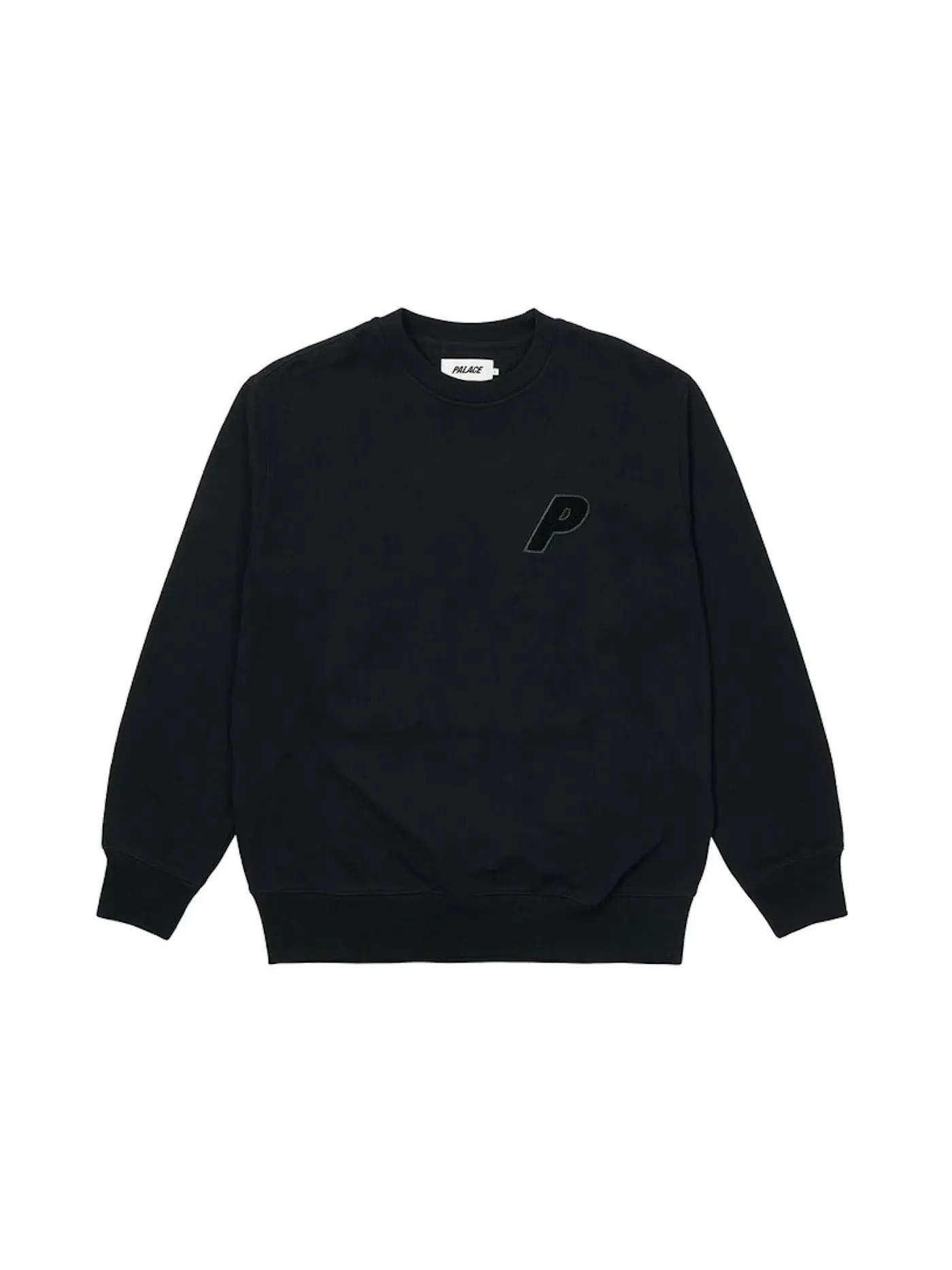 Мужской свитшот с велюровым принтом Palace P-3 Chenille Crew — изображение 2 из 2, черный