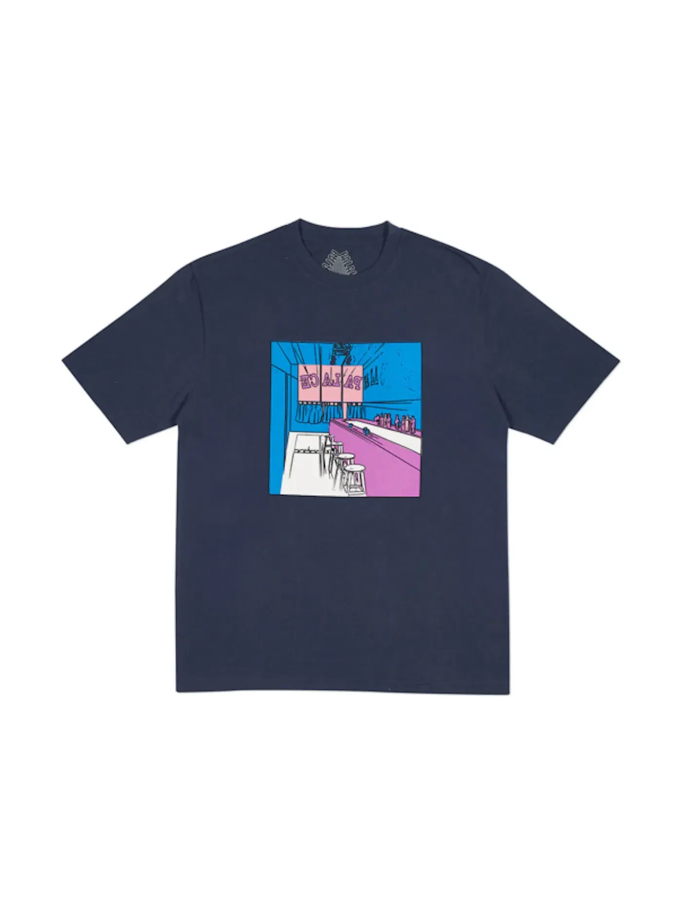 Мужская футболка с принтом Palace Scheisse Face T-Shirt — изображение 1 из 1, темно-синий