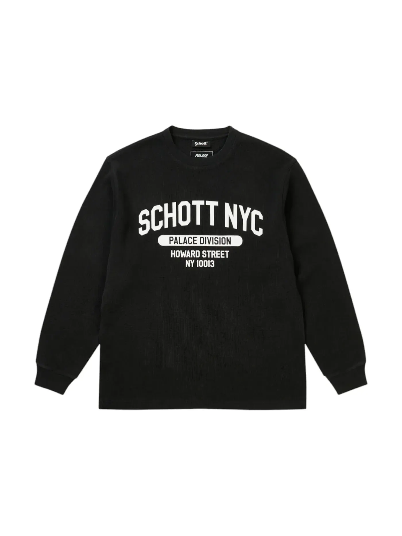 Мужская футболка с длинным рукавом Palace Schott Waffle Tee — изображение 1 из 2, черный