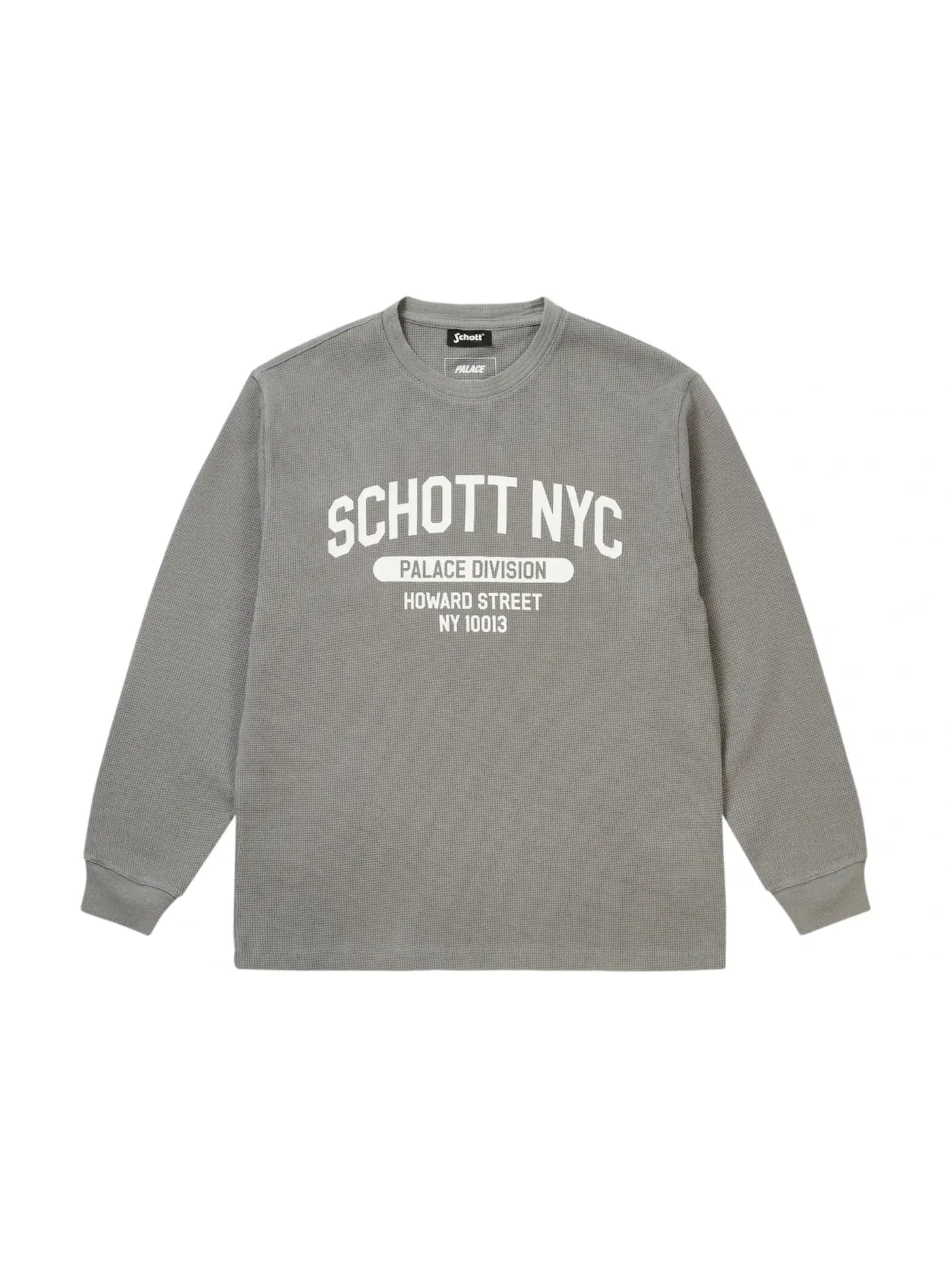 Мужская футболка с длинным рукавом Palace Schott Waffle L/S Tee Palace — изображение 1 из 2, серый