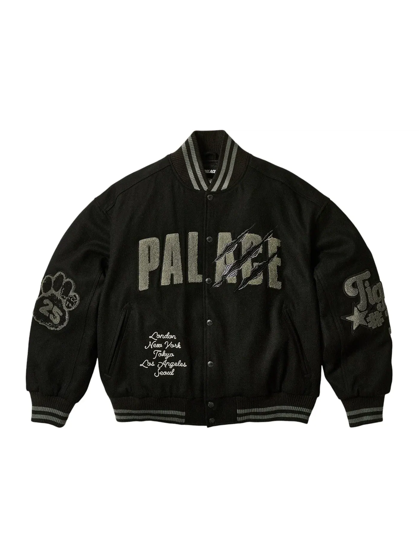 Мужская куртка-бомбер с принтом Palace Tora Tora Varsity Jacket — изображение 1 из 2, черный