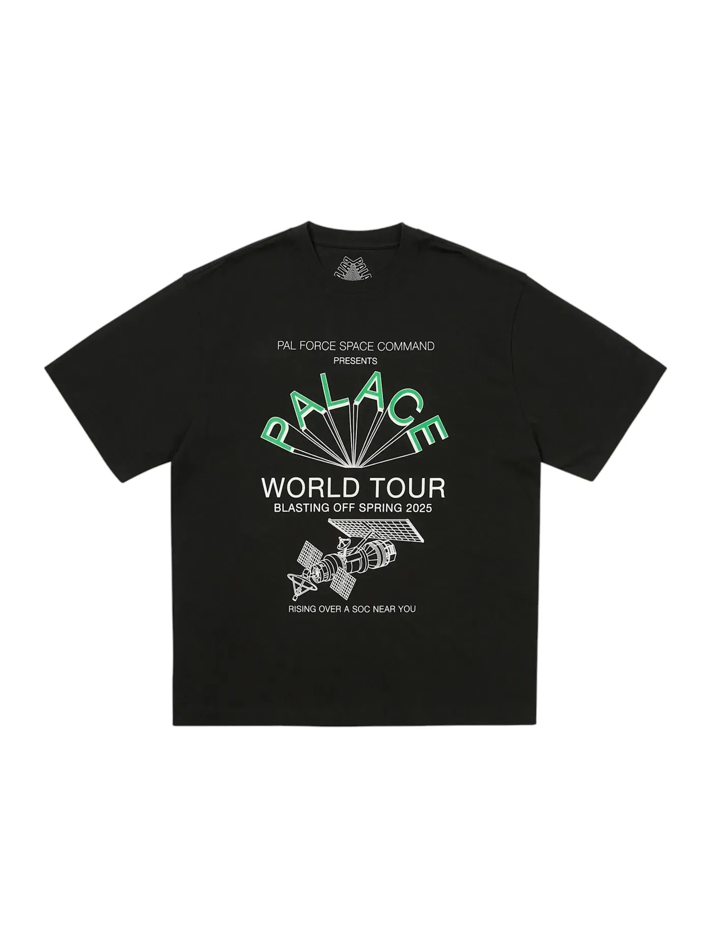 Мужская футболка с принтом Palace World Tour T-Shirt (SS25) — изображение 1 из 2, черный