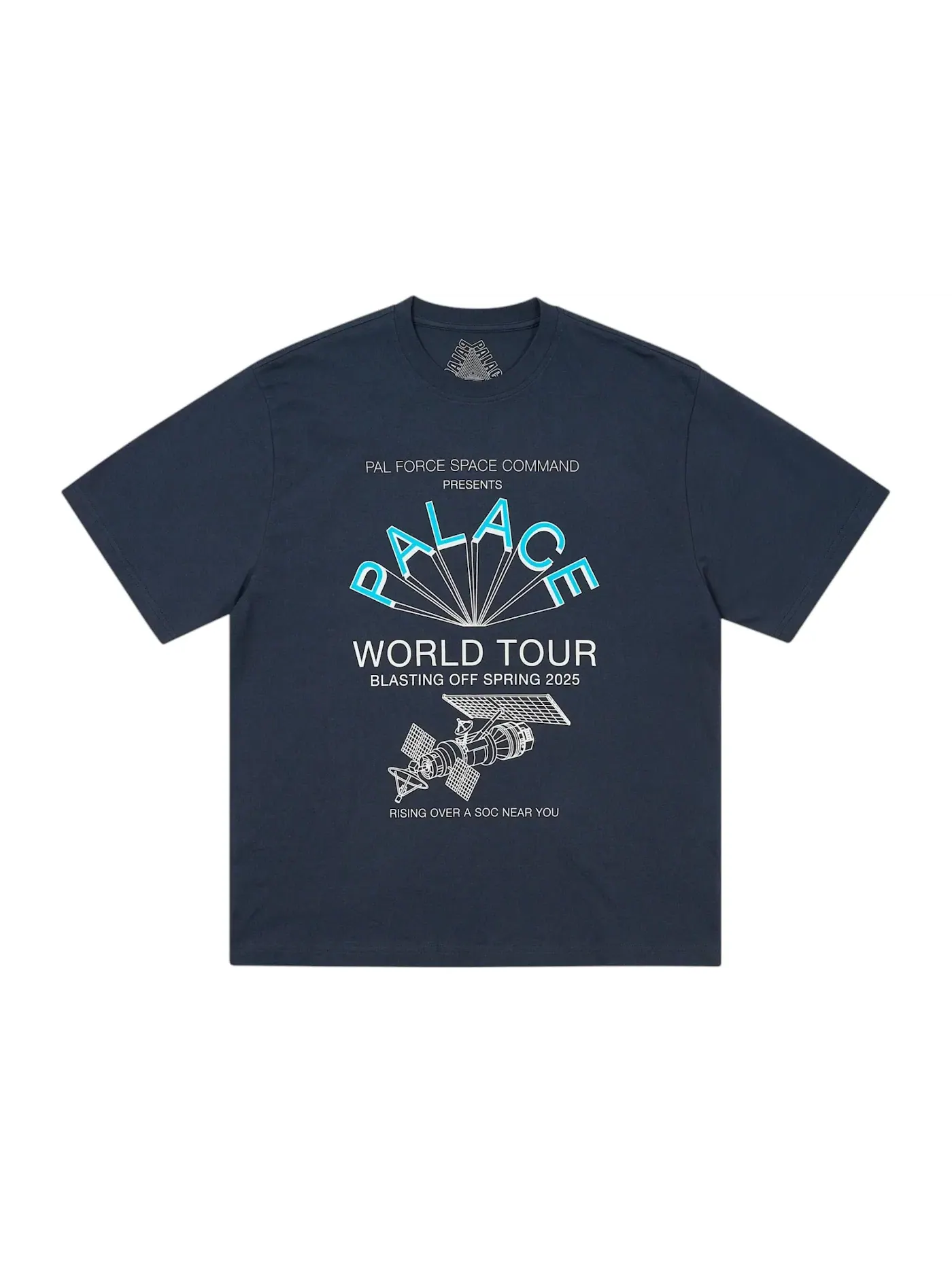 Мужская футболка с принтом Palace World Tour T-Shirt (SS25) — изображение 1 из 2, темно-синий
