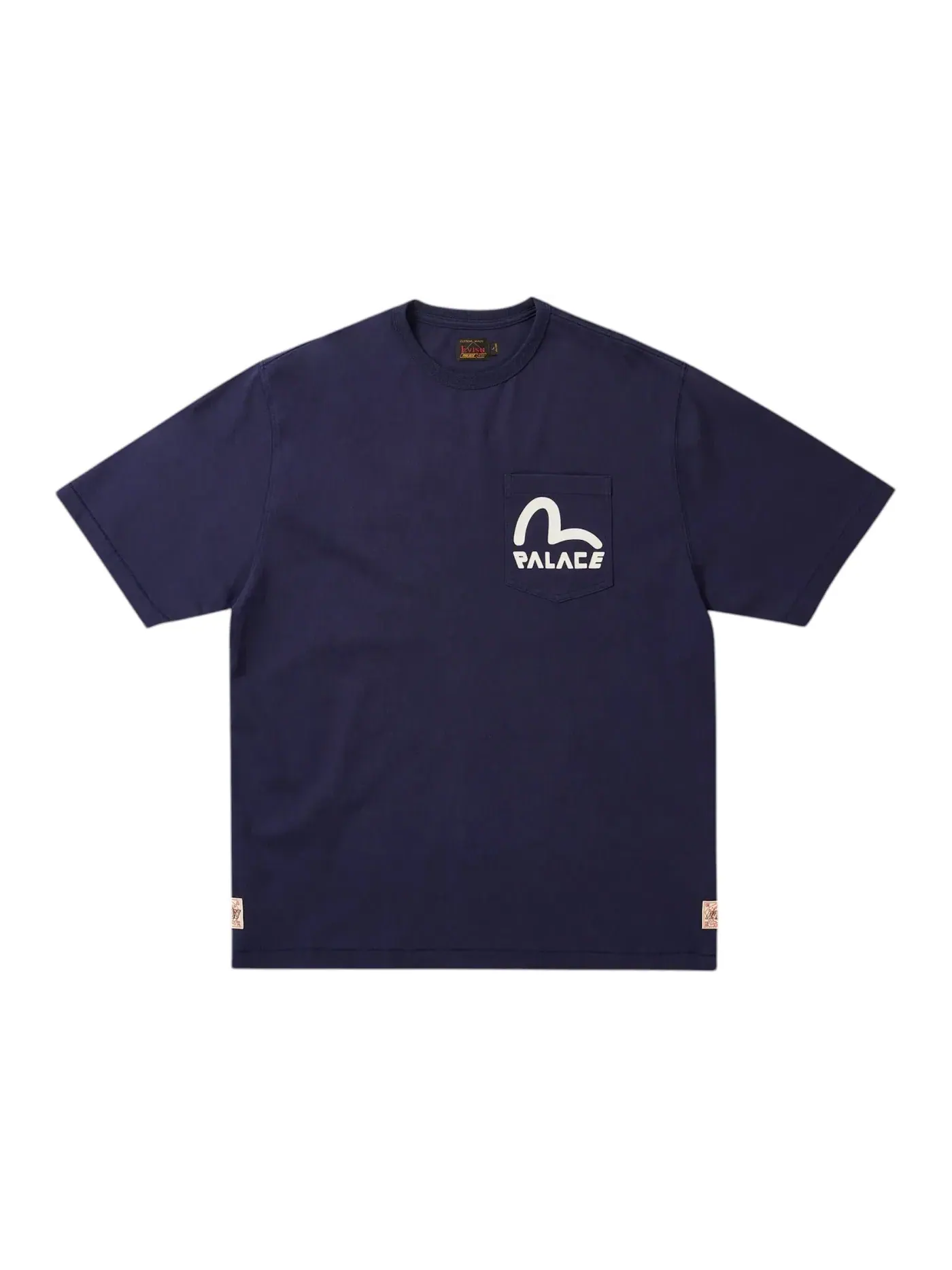Мужская футболка с эффектом потертости Palace x Evisu Heavy Wash T Shirt — изображение 2 из 2, темно-синий