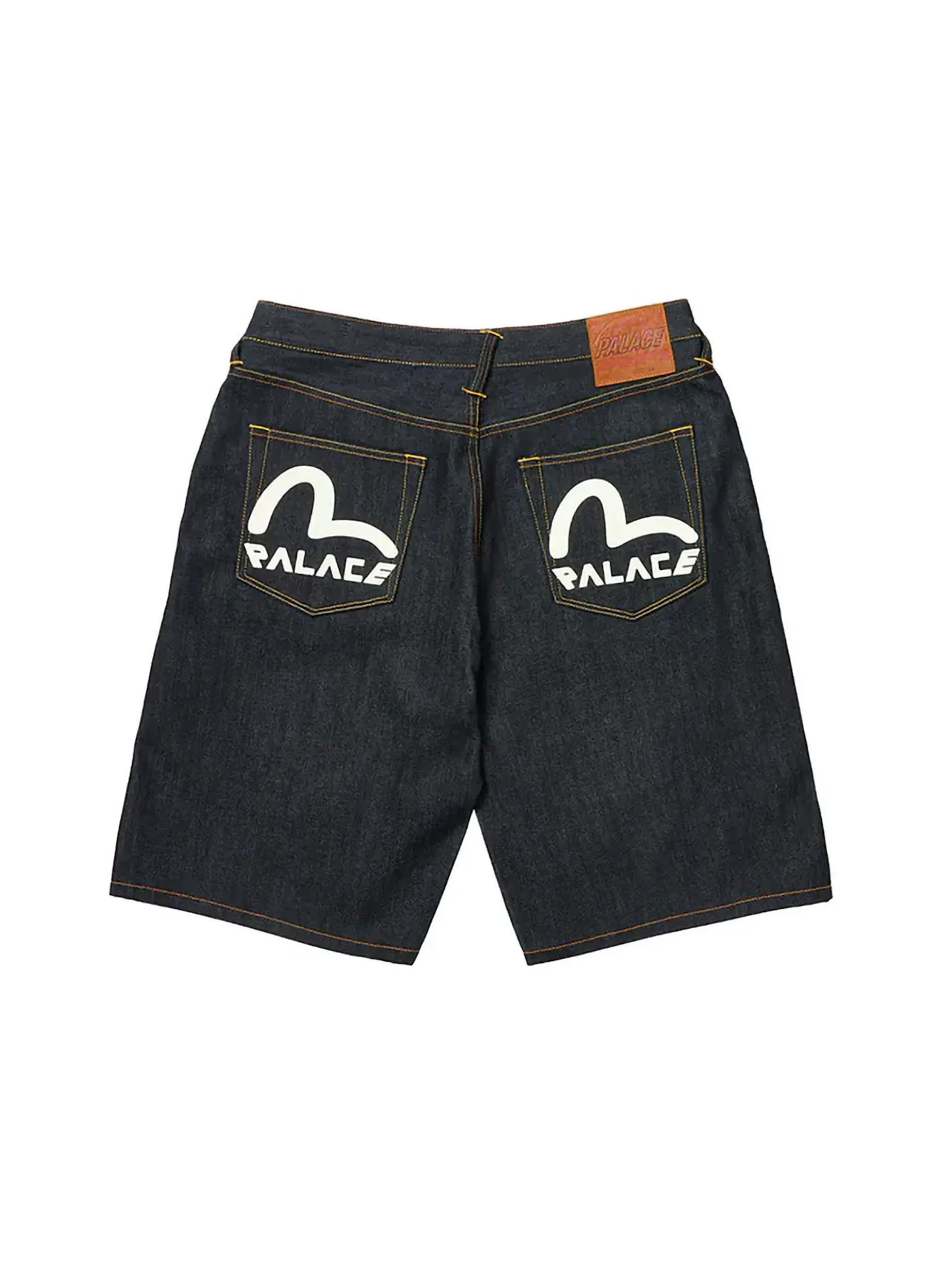Мужские джинсовые шорты с длиной миди Palace x Evisu, Raw — изображение 1 из 3