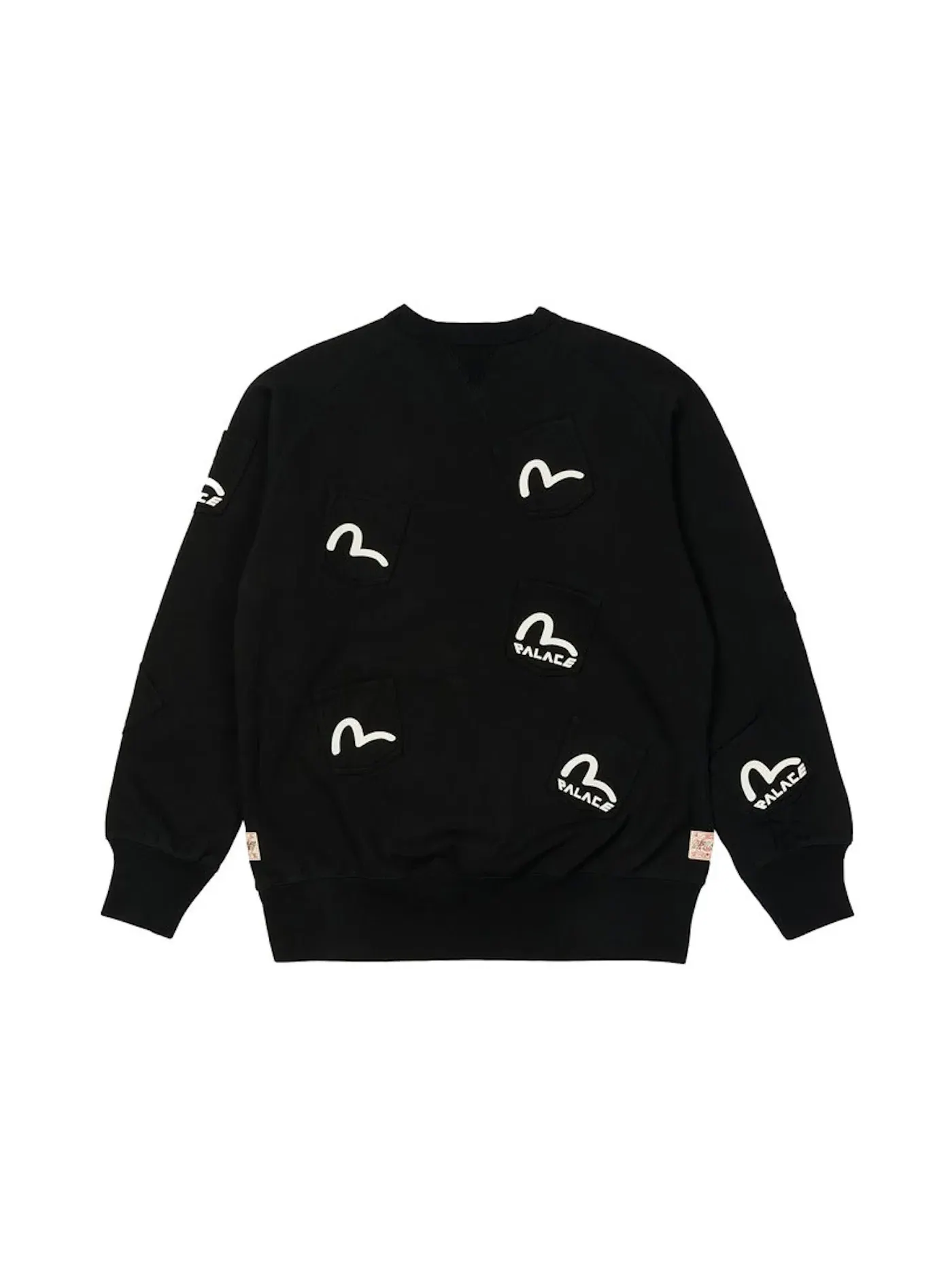 Мужской свитшот с принтом Palace x Evisu Multi Pocket Crew — изображение 2 из 2, черный
