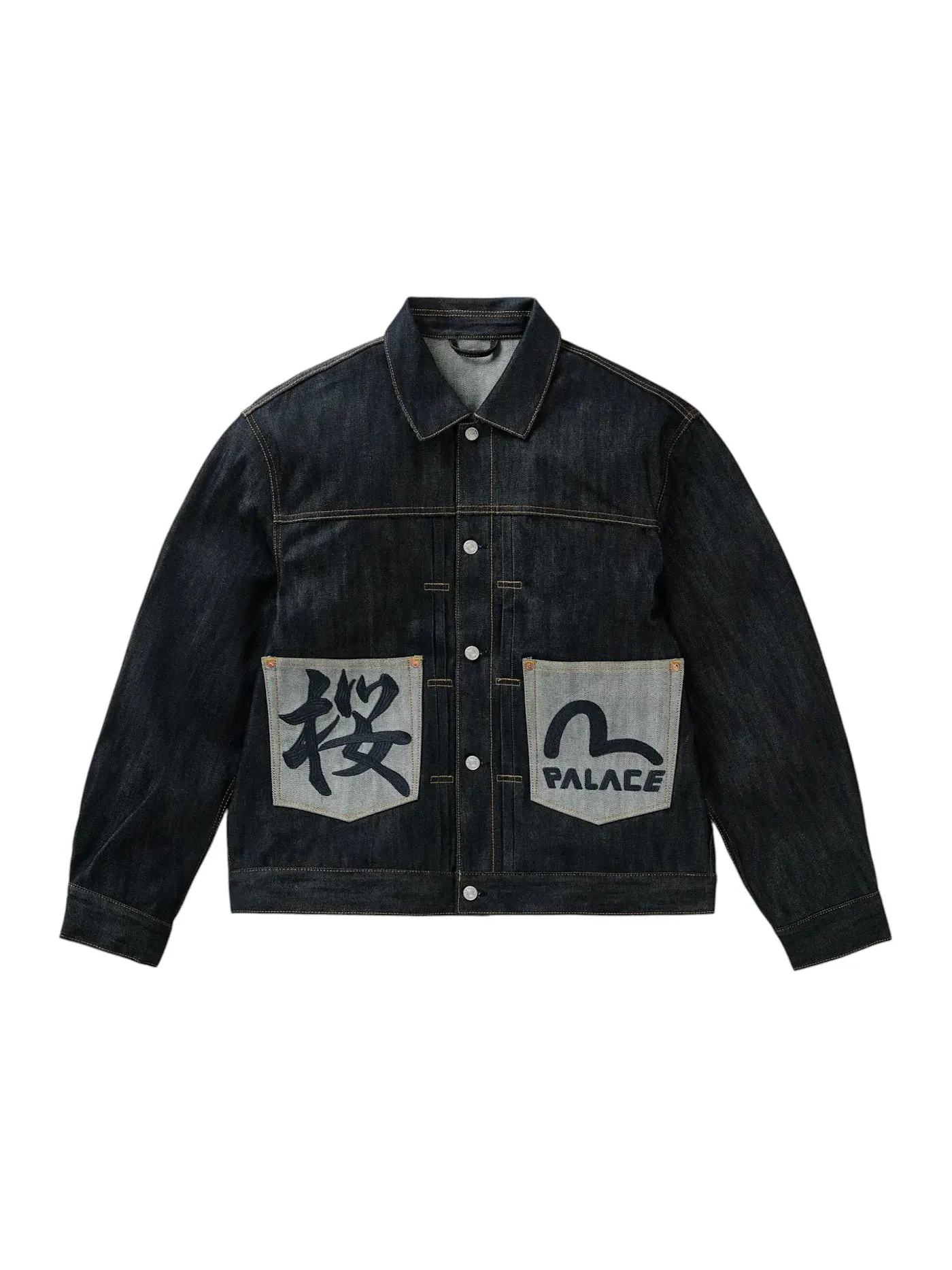 Мужская джинсовая куртка с принтом Palace x Evisu Type 2 Denim Jacket — изображение 1 из 2, синий