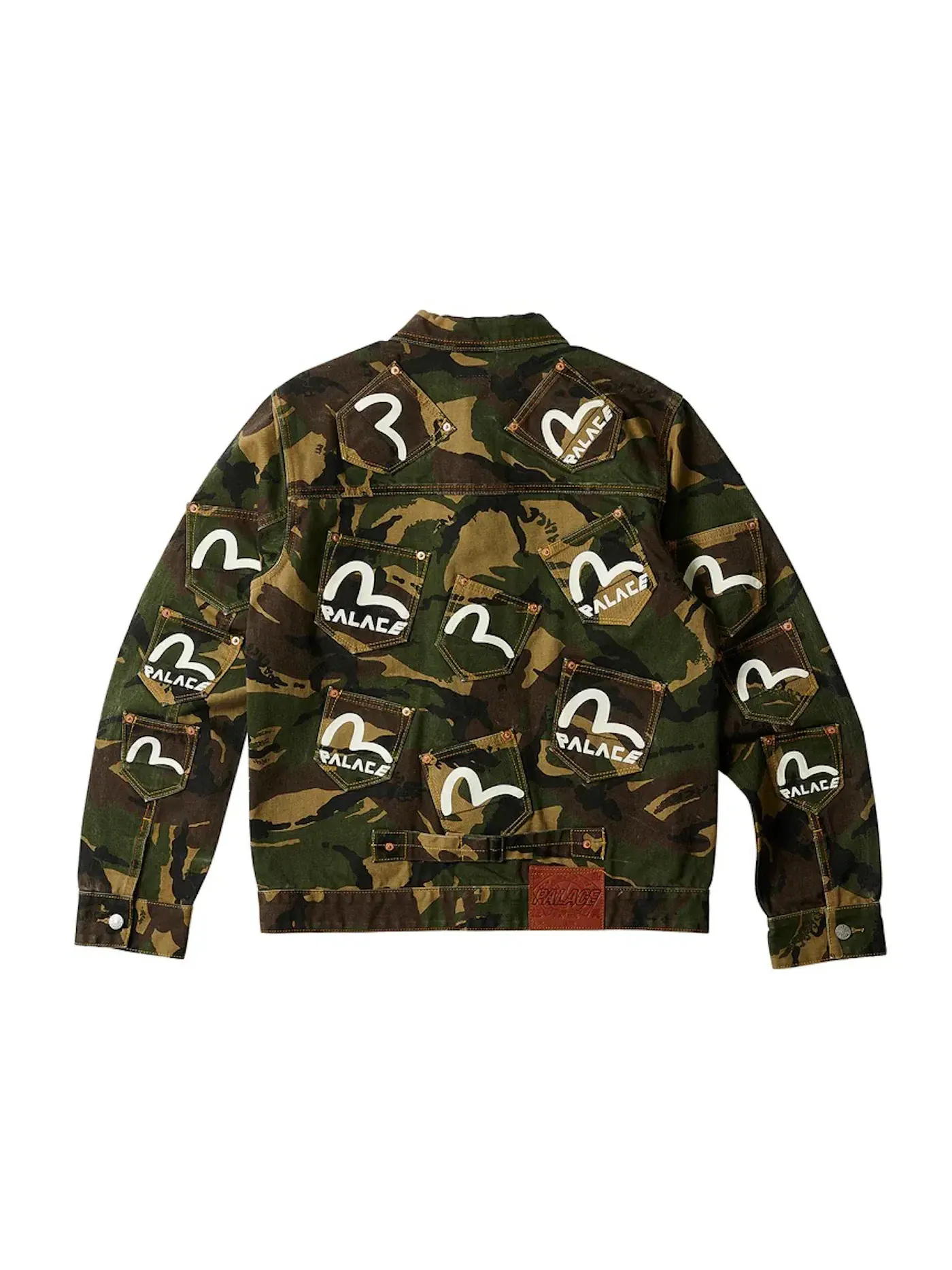 Мужская джинсовая куртка с камуфляжным принтом Palace x Evisu Type One Denim Jacket — изображение 3 из 3