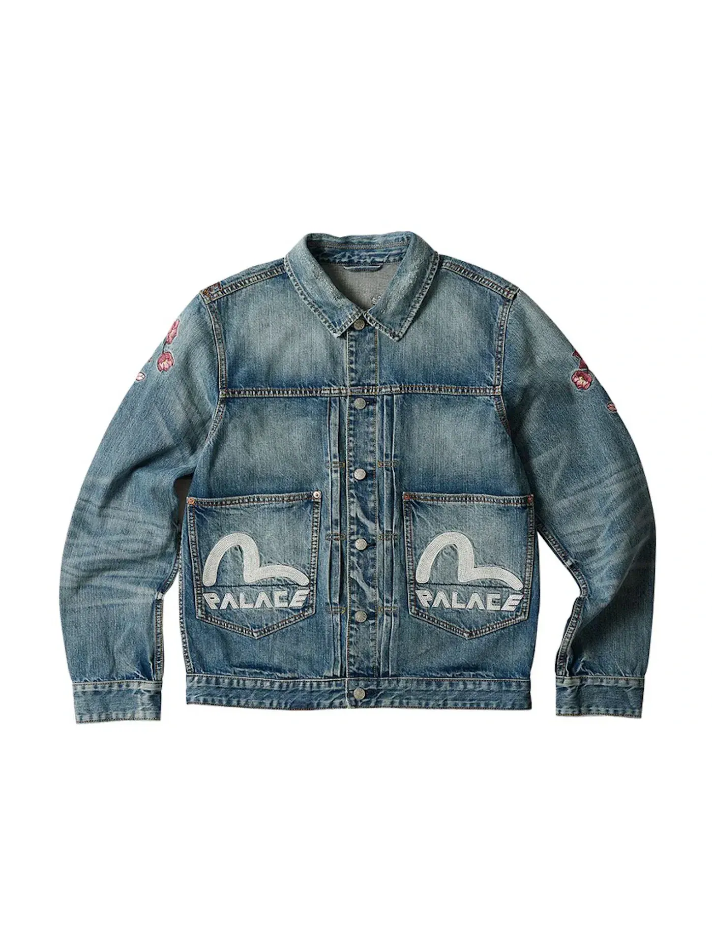 Мужская джинсовая куртка Palace x Evisu Type One Denim Jacket, Stone Wash — изображение 1 из 3