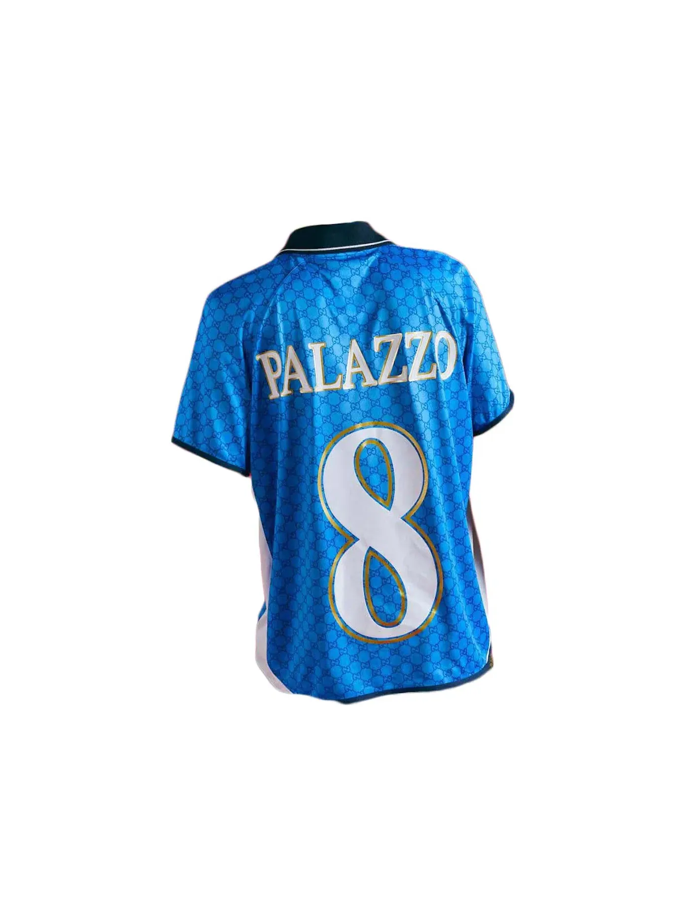Женская футболка с принтом Palace x Gucci Printed All-Over GG Football Technical Jersey T-shirt — изображение 2 из 2, синий