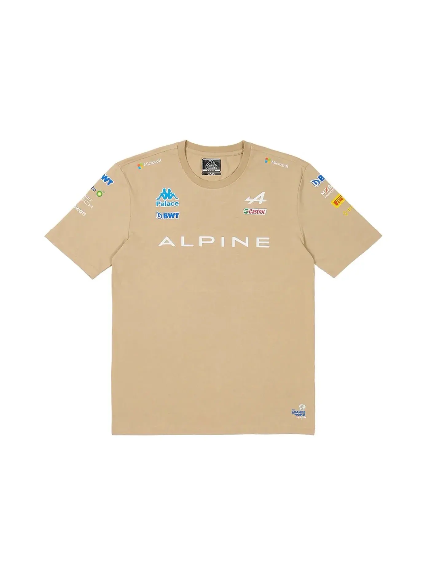 Мужская футболка с принтом Palace x Kappa For Alpine T-shirt — изображение 2 из 2, бежевый