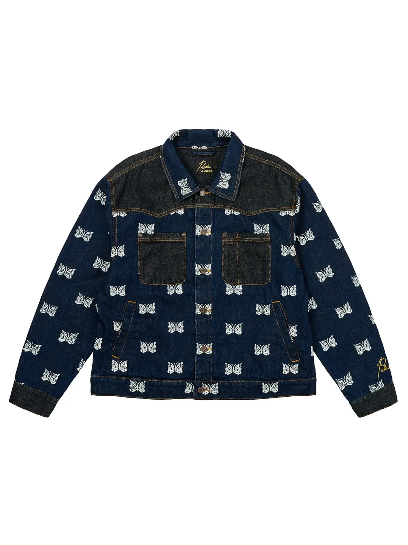 Мужская джинсовая куртка с принтом Palace x Needles Western Denim Jacket — изображение 1 из 3, синий