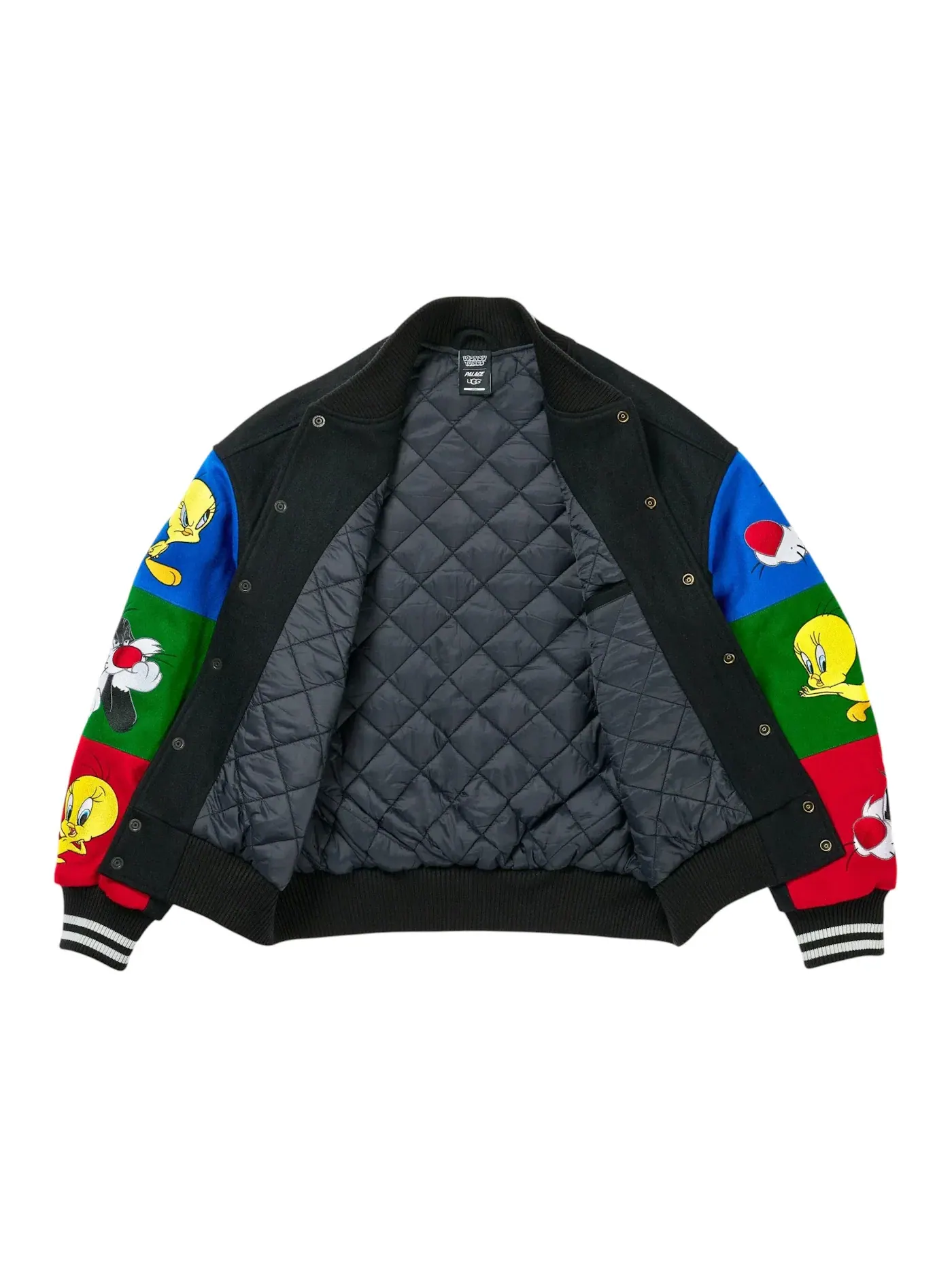 Мужская бомбер-куртка с принтом Palace x UGG Looney Tunes Varsity Jacket — изображение 2 из 2, черный